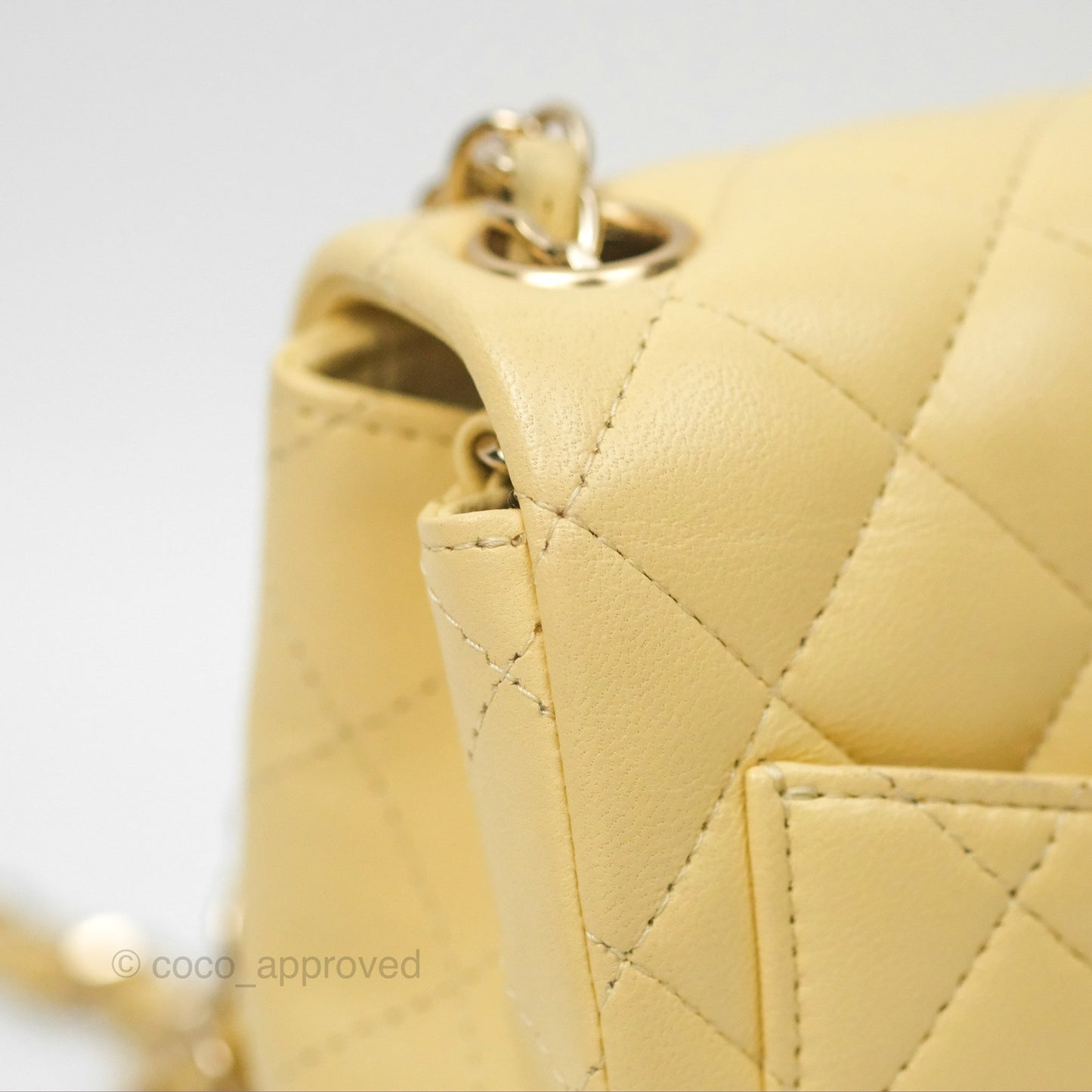Chanel Mini Square Quilted Yellow Lambskin Gold Hardware