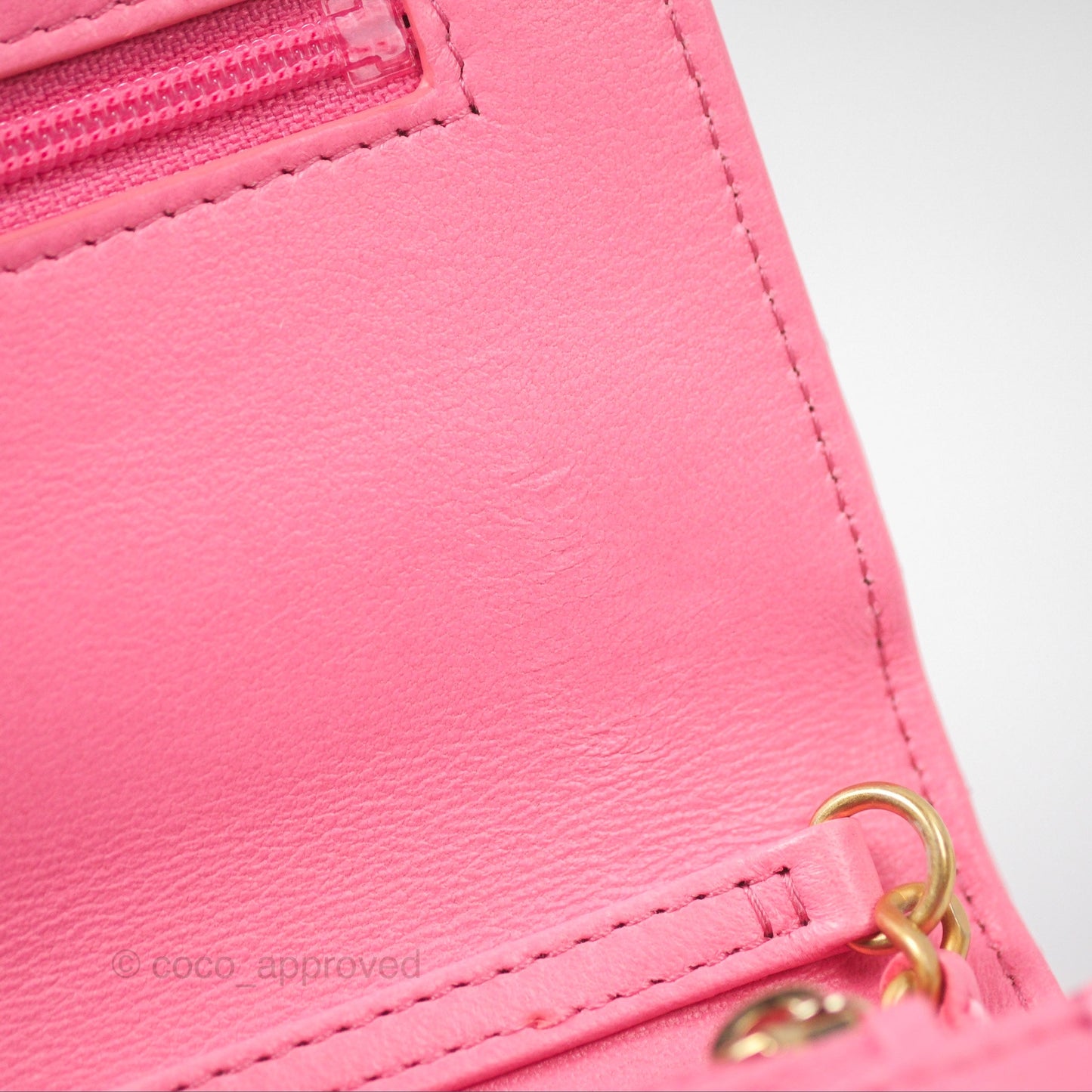 Chanel Quilted Pearl Crush Wallet on Chain WOC Pink Lambskin Aged Gold Hardware