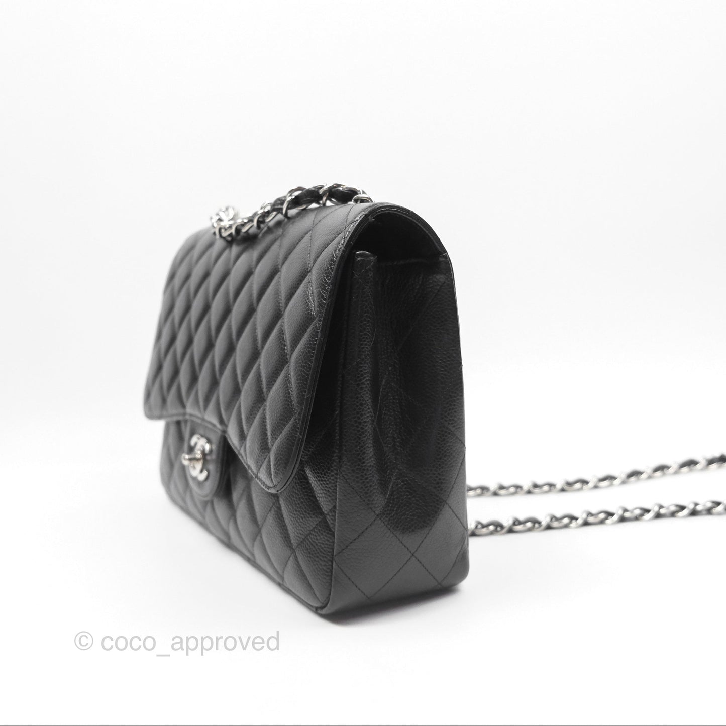 Chanel Jumbo Single Flap Black Caviar Silver Hardware⁣⁣