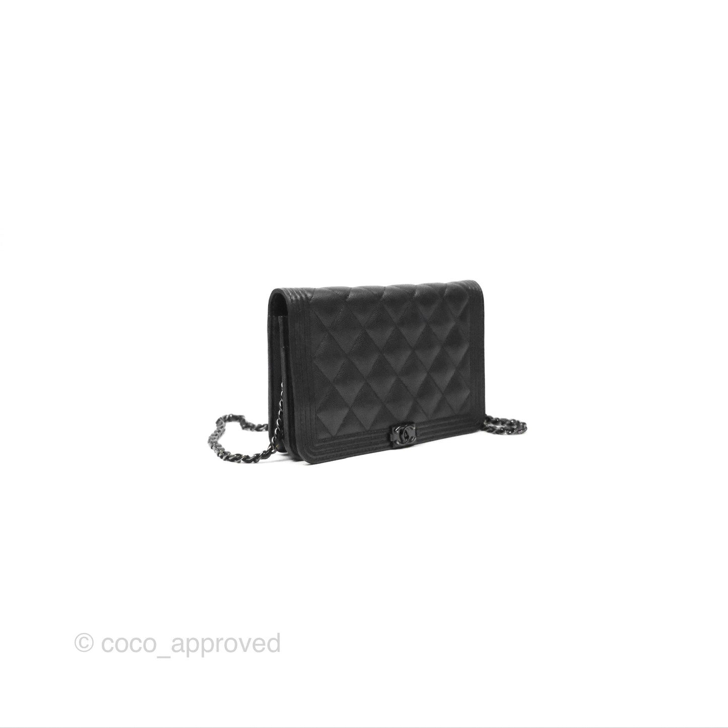 Chanel Quilted Boy Wallet on Chain WOC So Black Caviar