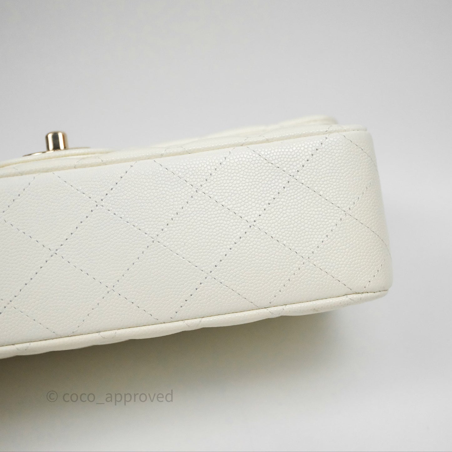 Chanel Classic M/L Medium Flap Quilted Ivory White Caviar Gold Hardware
