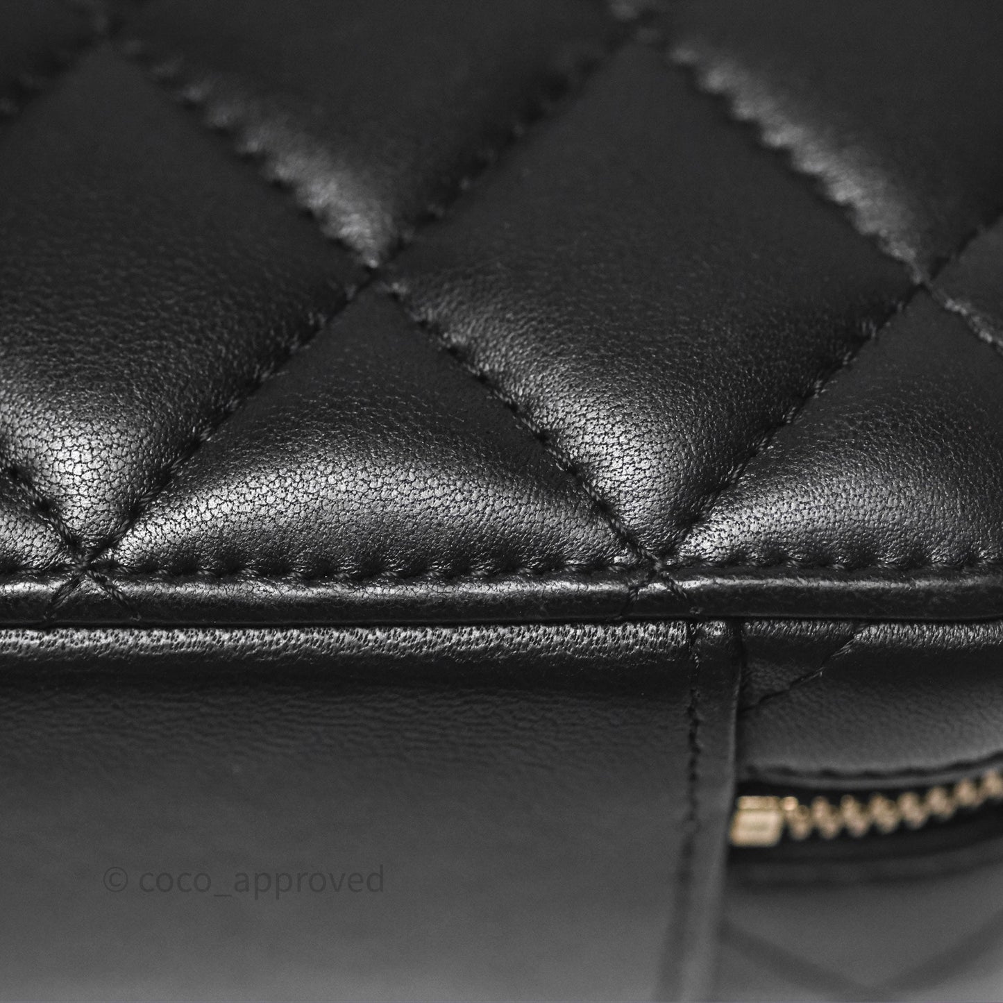 Chanel Top Handle Vanity Case Black Lambskin Aged Gold Hardware 22A