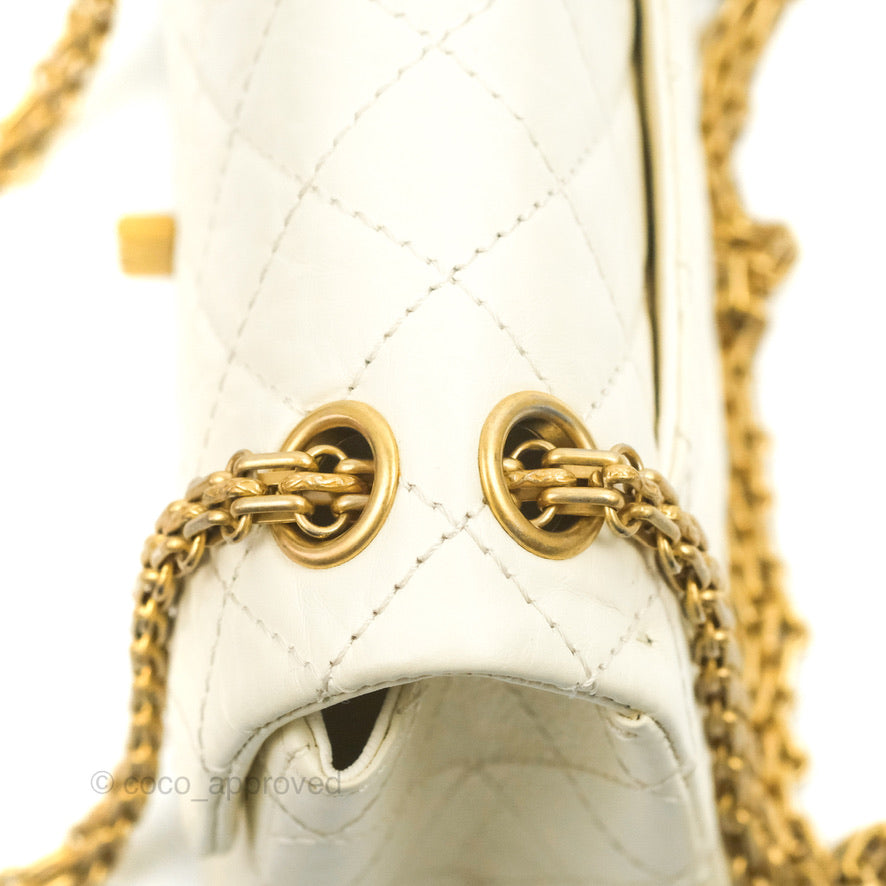 Chanel Mini Reissue 224 White Ivory Aged Calfskin Aged Gold Hardware