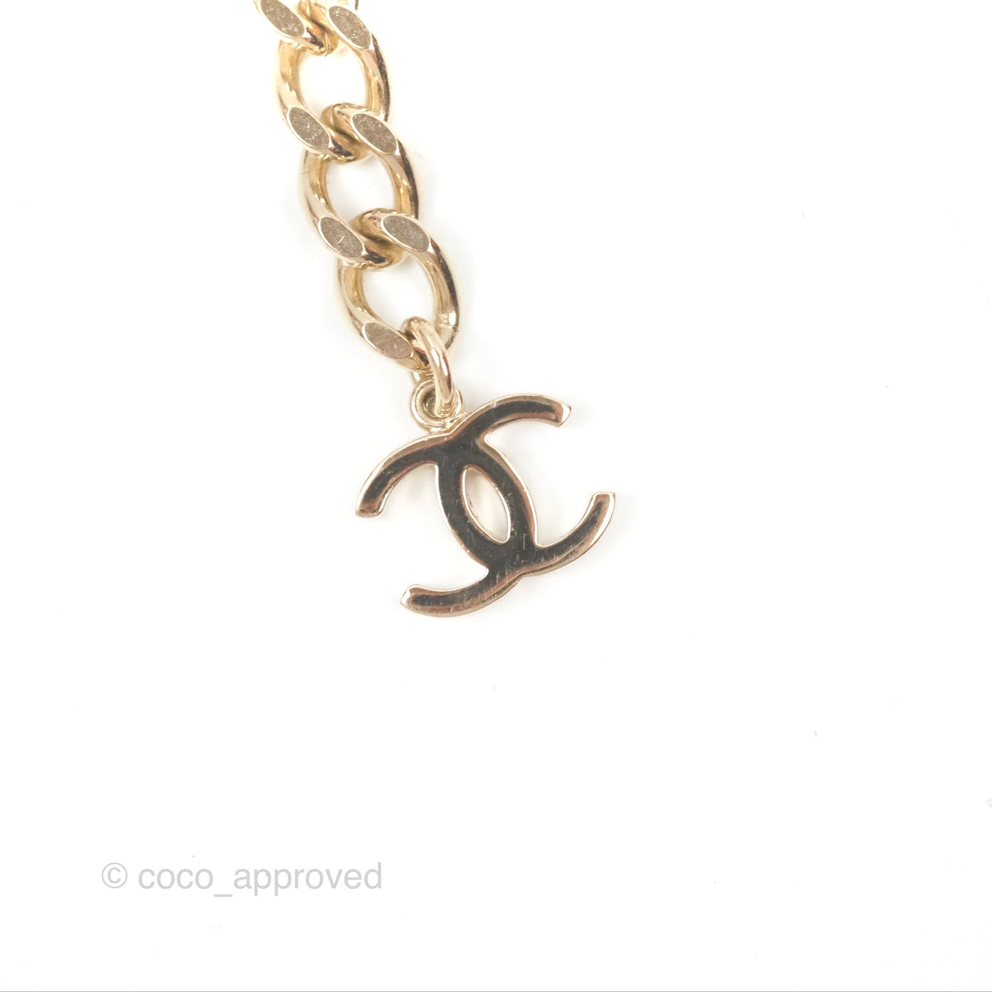Chanel Crystal CC Black Leather Chain Choker Gold Tone 21B