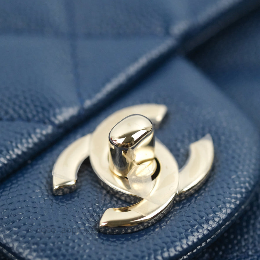 Chanel Quilted Caviar Navy Timeless Clutch Gold Hardware