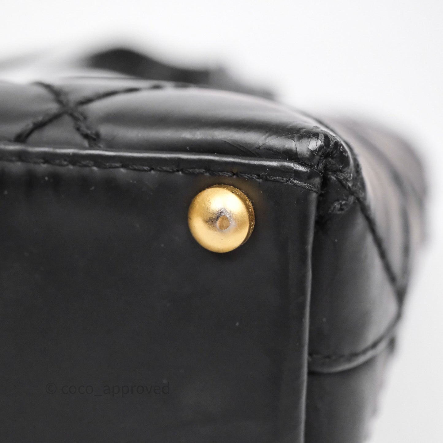 Chanel Vintage Quilted CC Tote Bag Matte Black Calfskin Gold Hardware