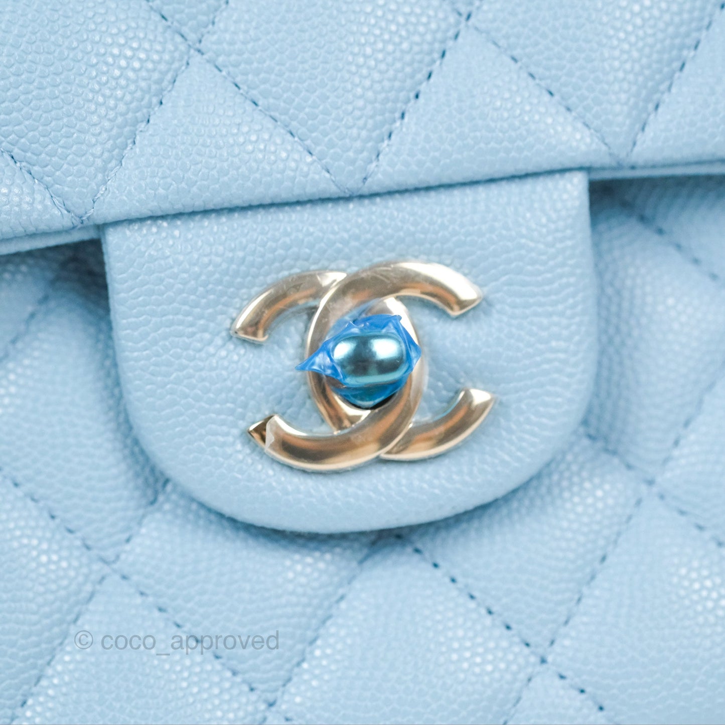 Chanel Small Classic Quilted Flap Blue Caviar Gold Hardware 22S