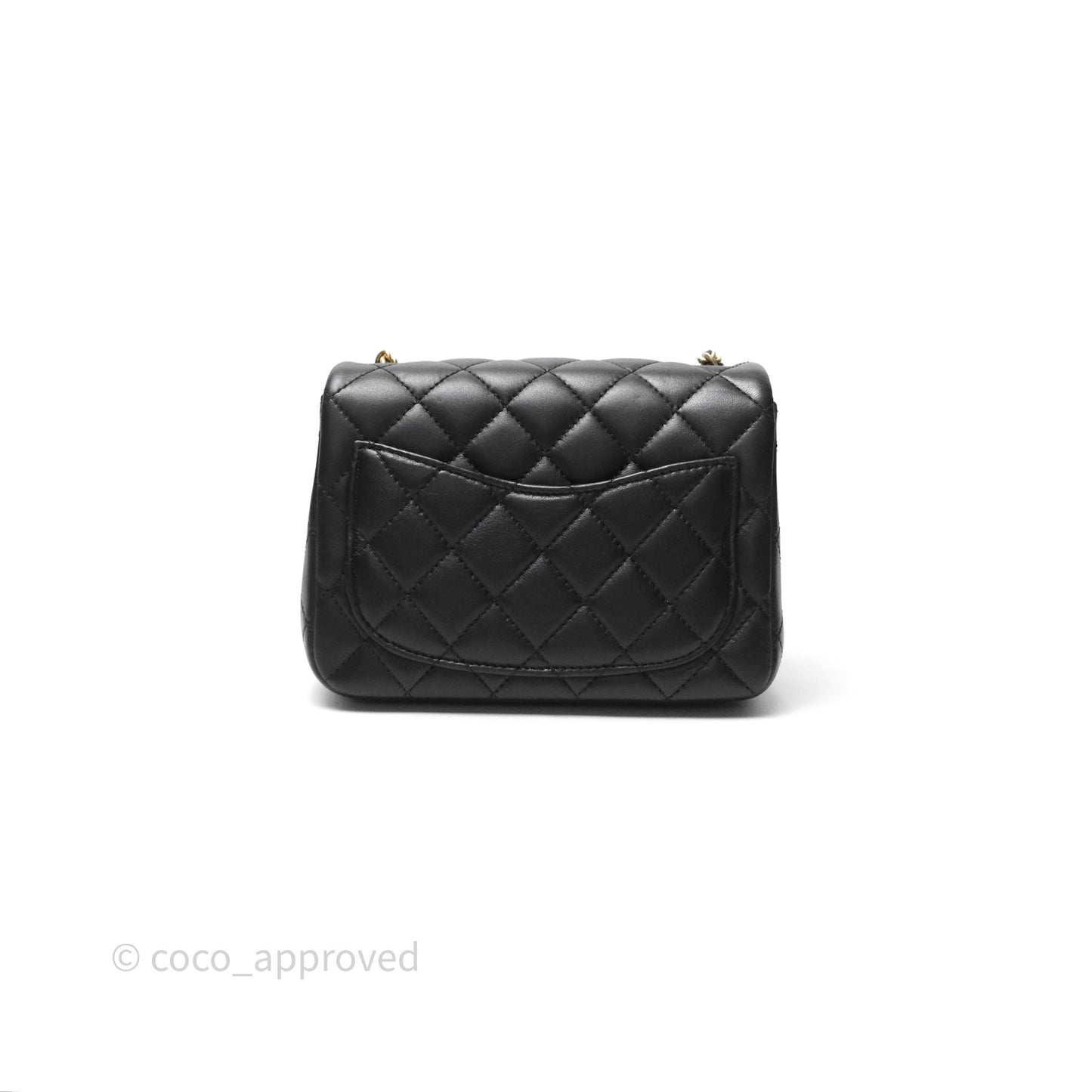 Chanel Pearl Crush Mini Square Quilted Black Lambskin Aged Gold Hardware