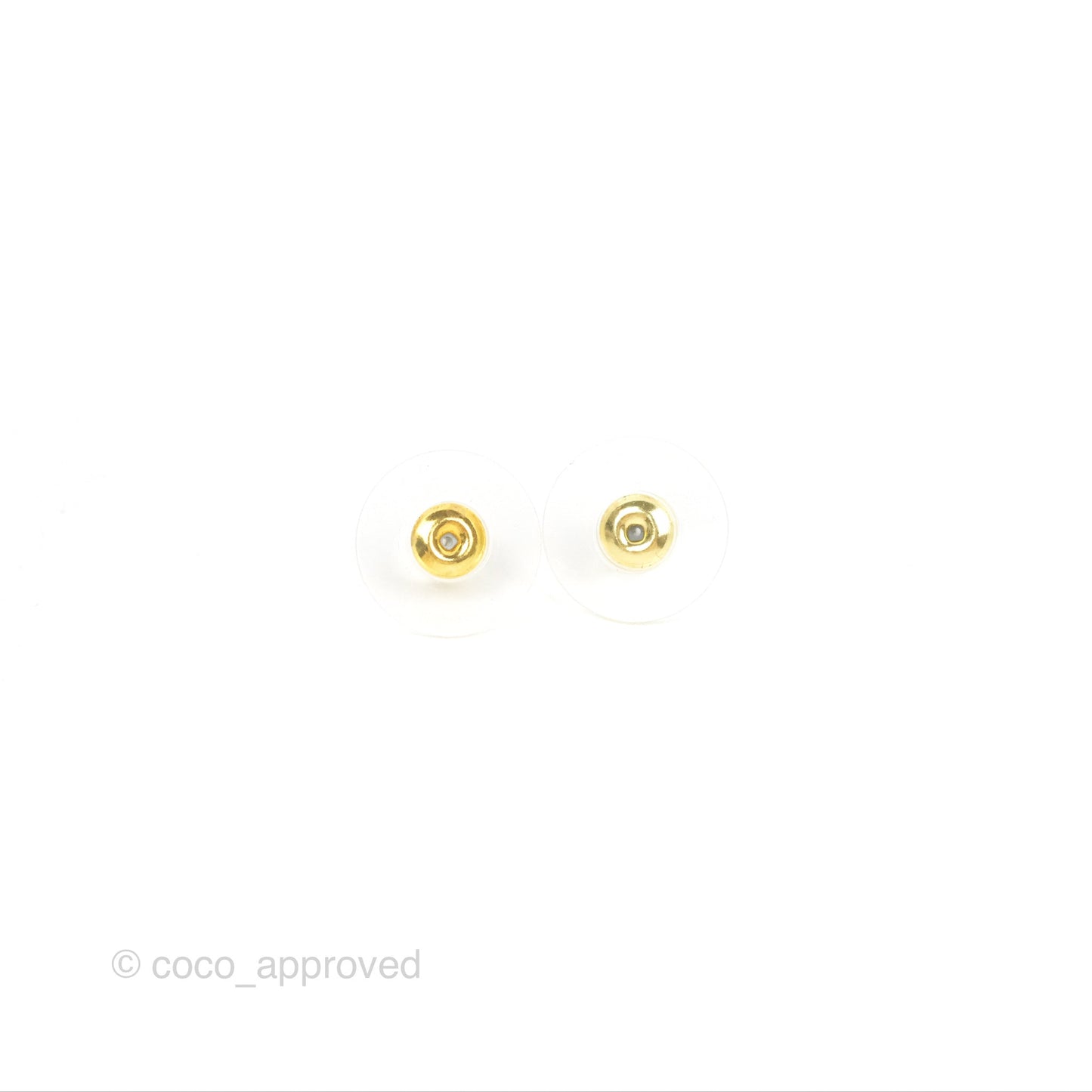 Chanel Round CC Black Earrings Gold Tone 22A