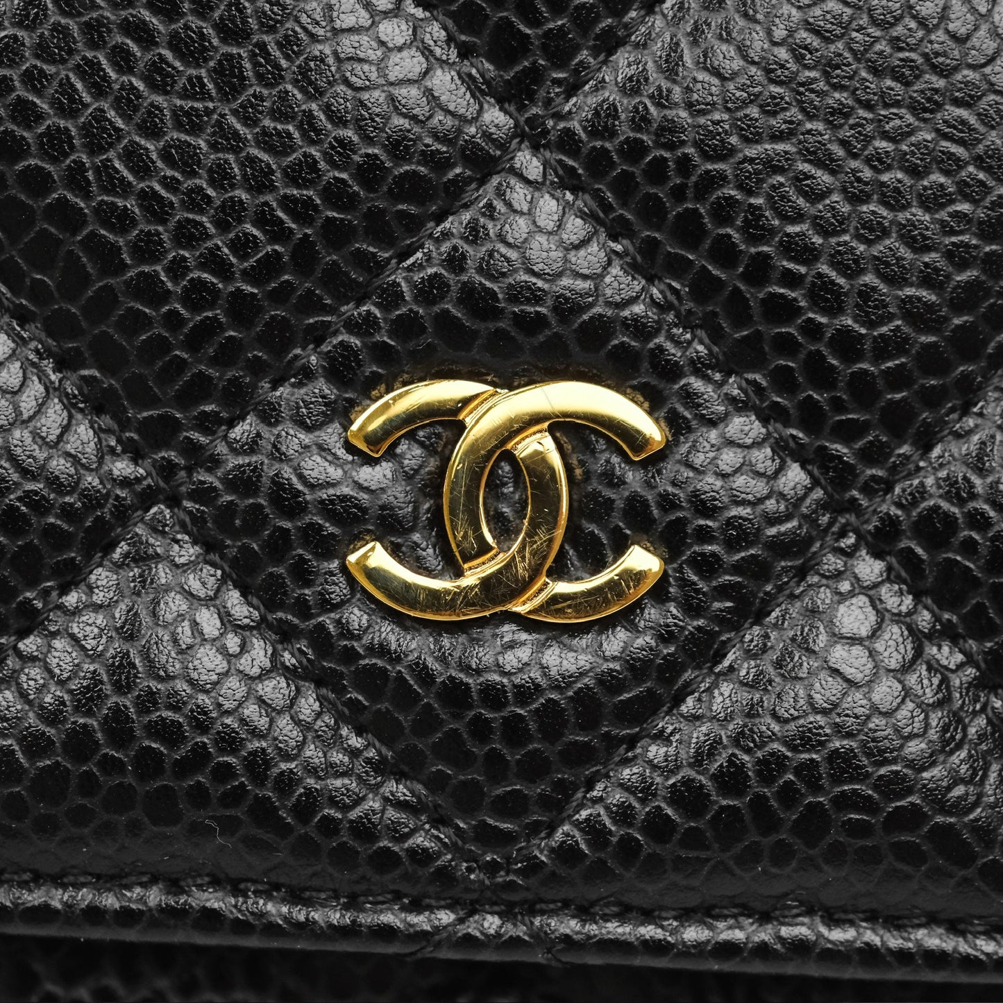 Chanel Classic Wallet On Chain WOC Quilted Black Caviar Gold Hardware