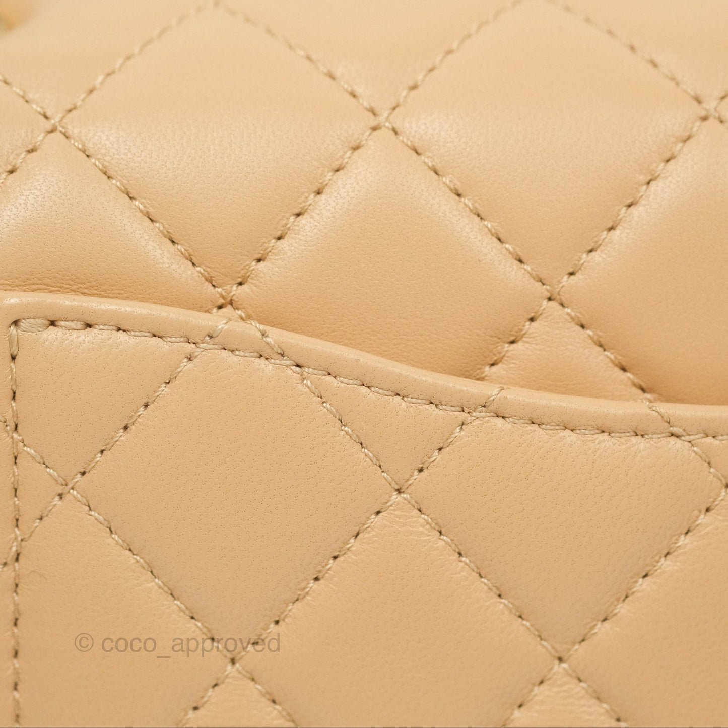 Chanel Pearl Crush Mini Rectangular Beige Lambskin Aged Gold Hardware