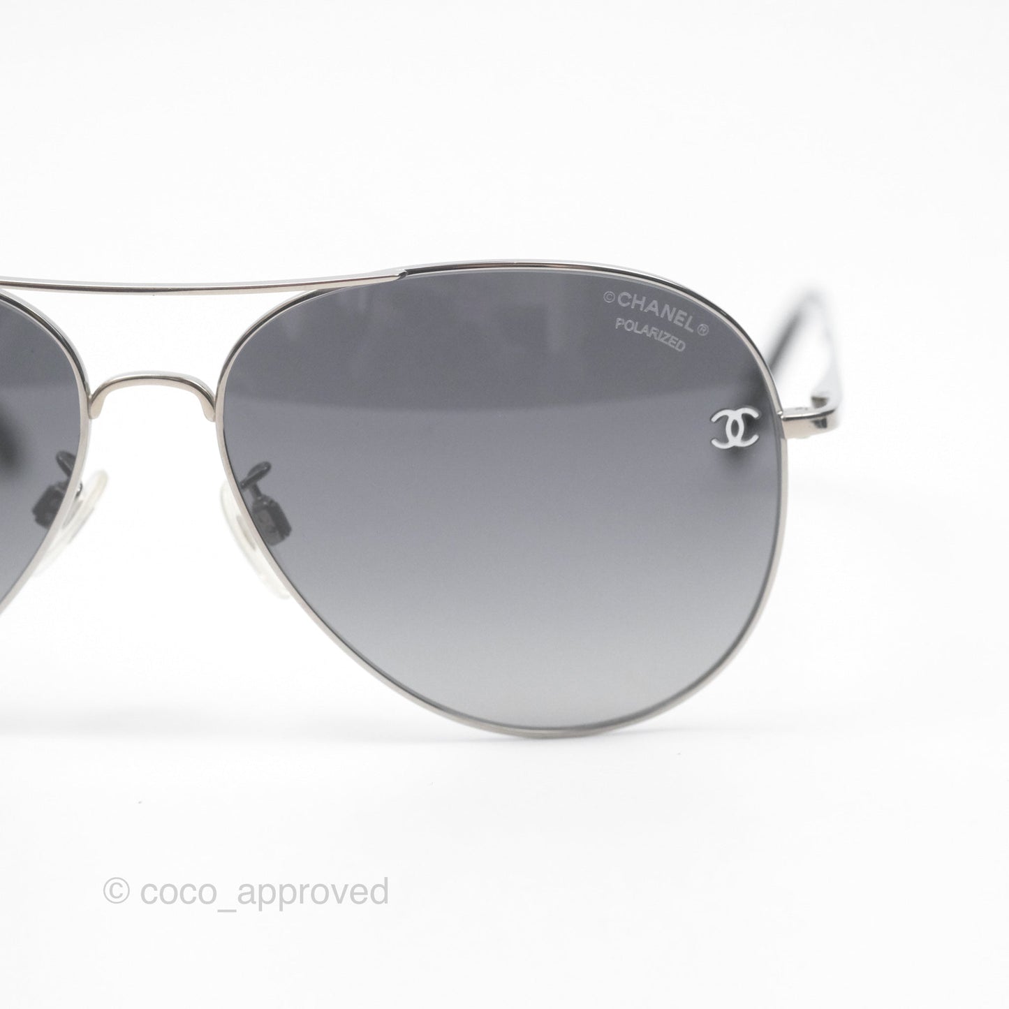 Chanel 4189 Pilot Sunglasses in Titanium and Calfskin Grey Lense