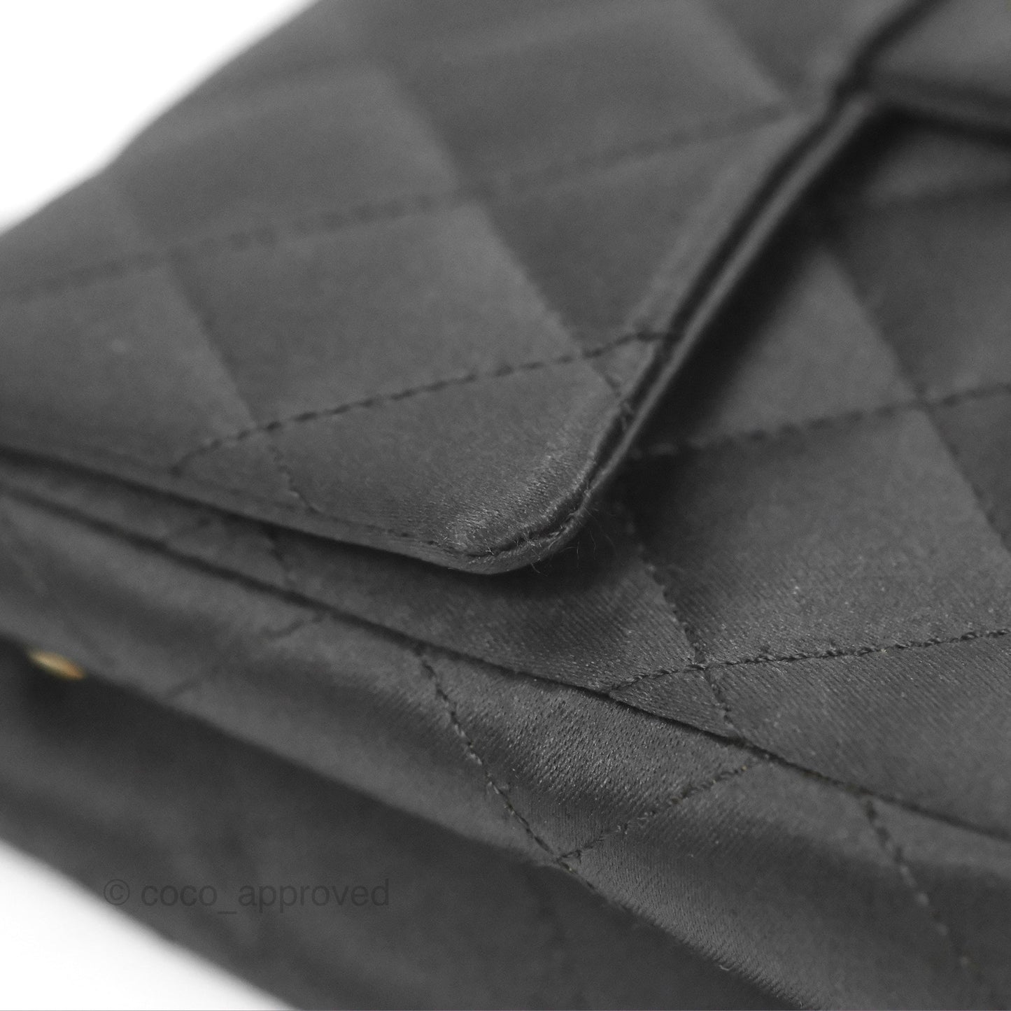 Chanel Mini Square Black Satin Gold Hardware