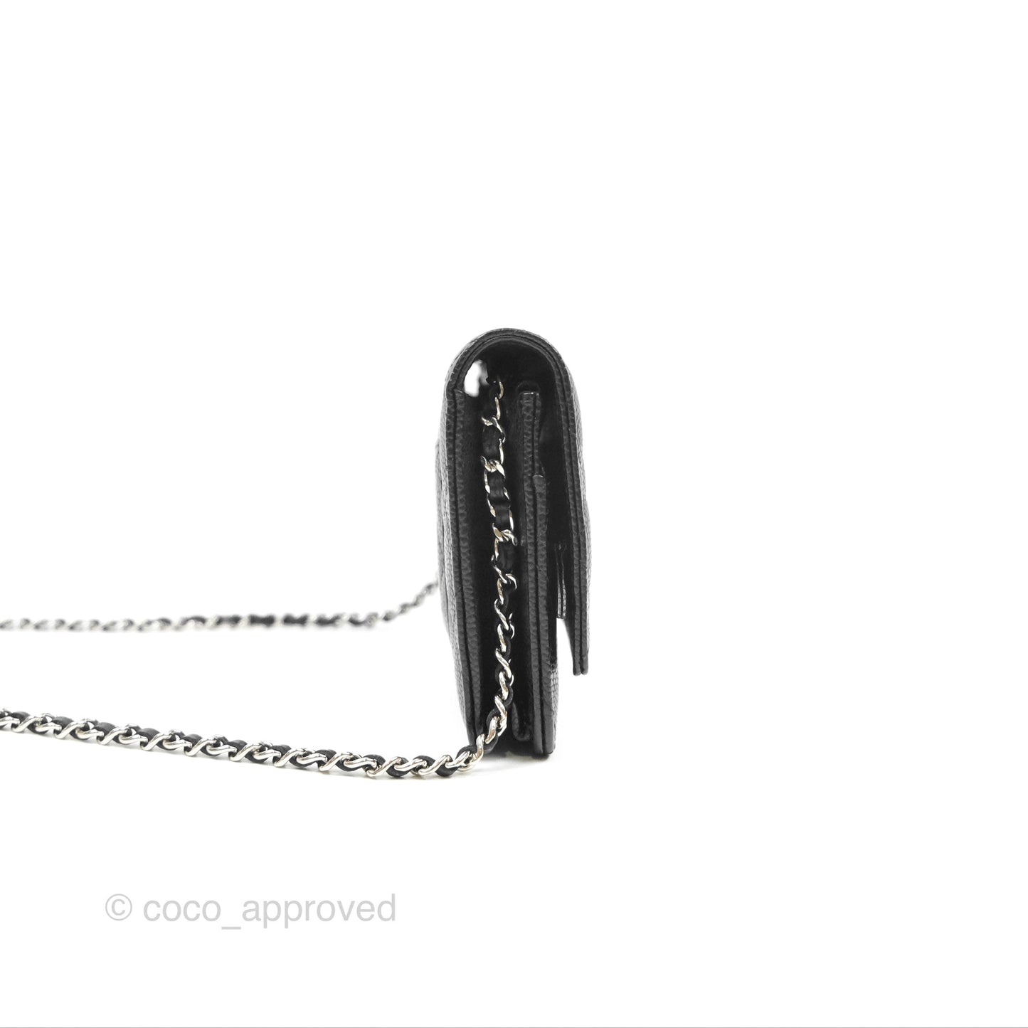Chanel Quilted Classic Wallet On Chain WOC Black Caviar Silver Hardware