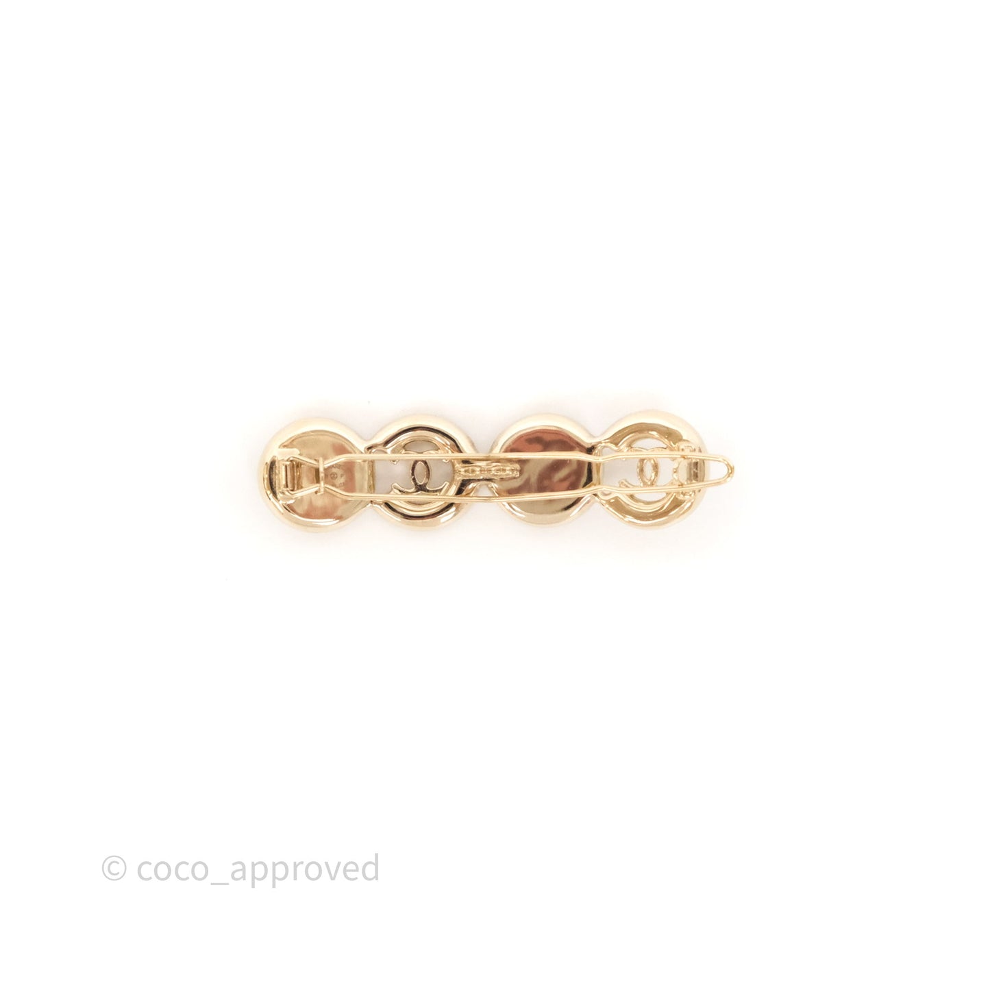 Chanel CC Coco Pearl Hair Clip Gold Tone 21P