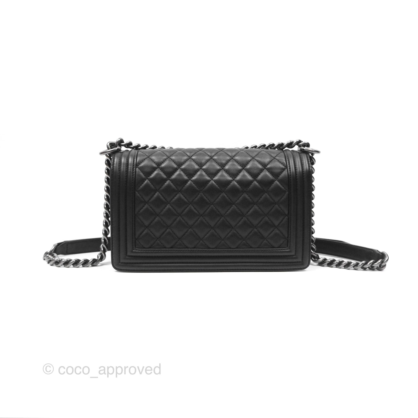 Chanel Boy Quilted Medium Black Calfskin Ruthenium Hardware