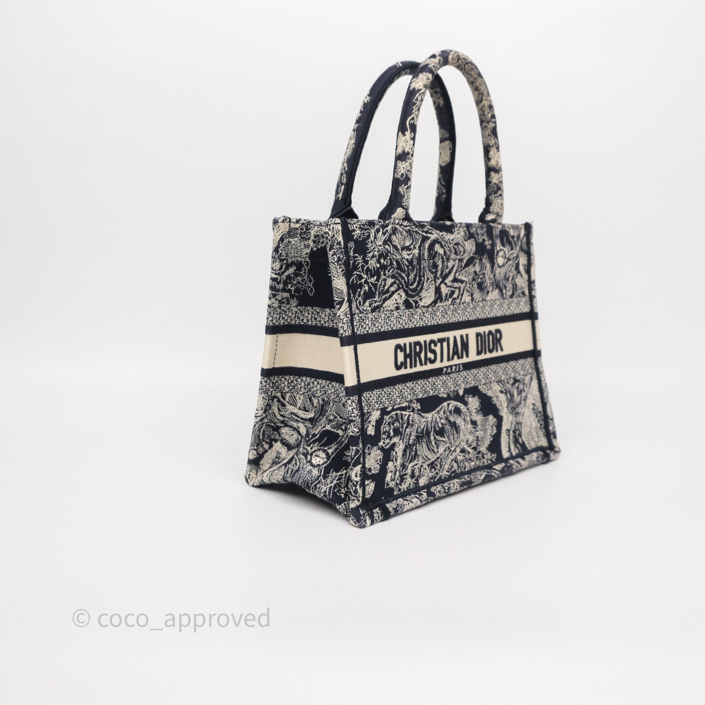 Dior New Small Book Tote Embroidered Toile De Jouy Navy