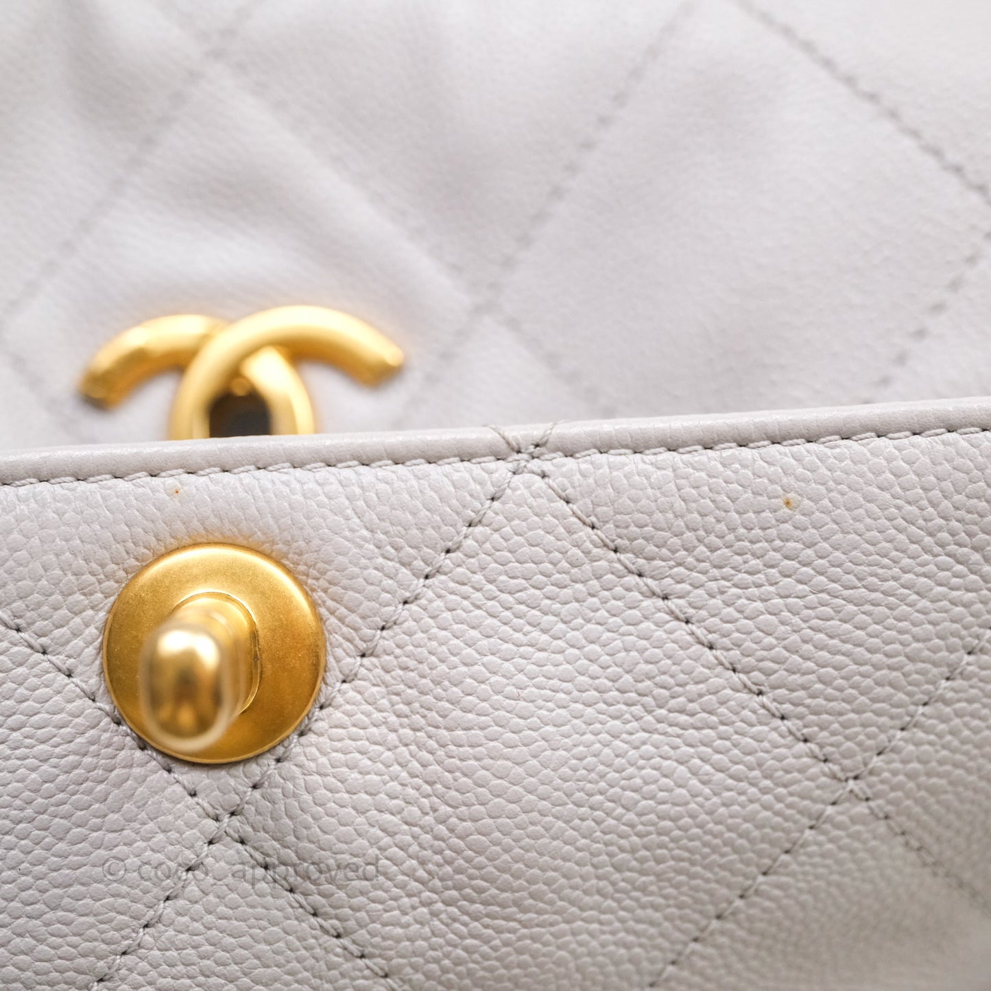 Chanel Double Pocket Hobo Bag Grey Caviar Aged Gold Hardware