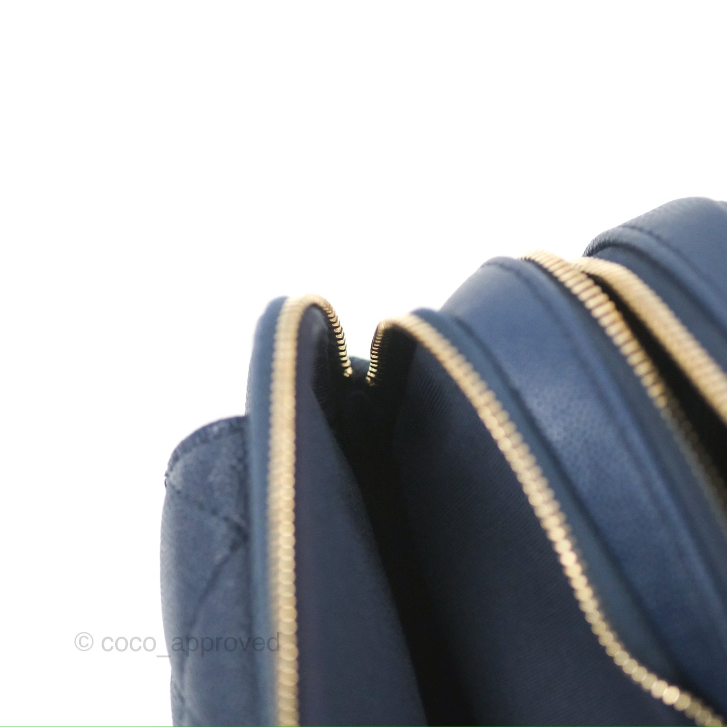 Chanel Quilted Caviar Waist Bag Navy Gold Hardware With Detachable Pouch