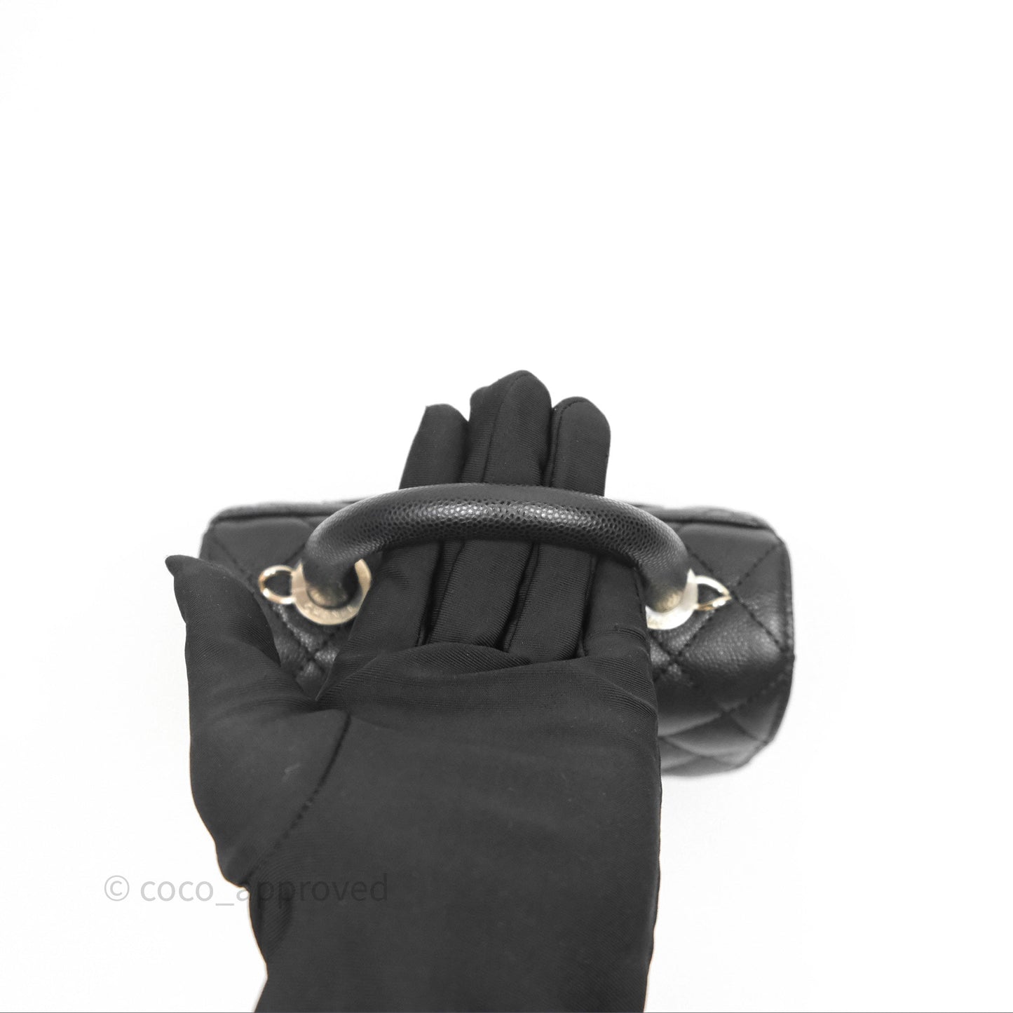 Chanel Mini Coco Handle Quilted Black Caviar Gold Hardware