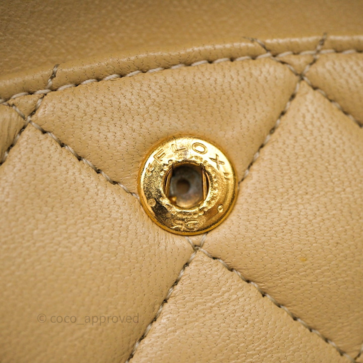 Chanel Vintage Small Classic Flap Beige Lambskin 24K Gold Hardware