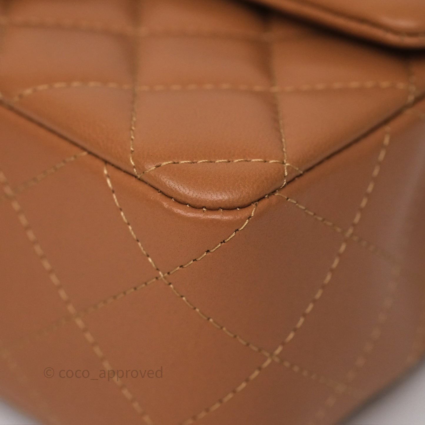 Chanel Mini Rectangular Flap Quilted Caramel Beige Lambskin Gold Hardware