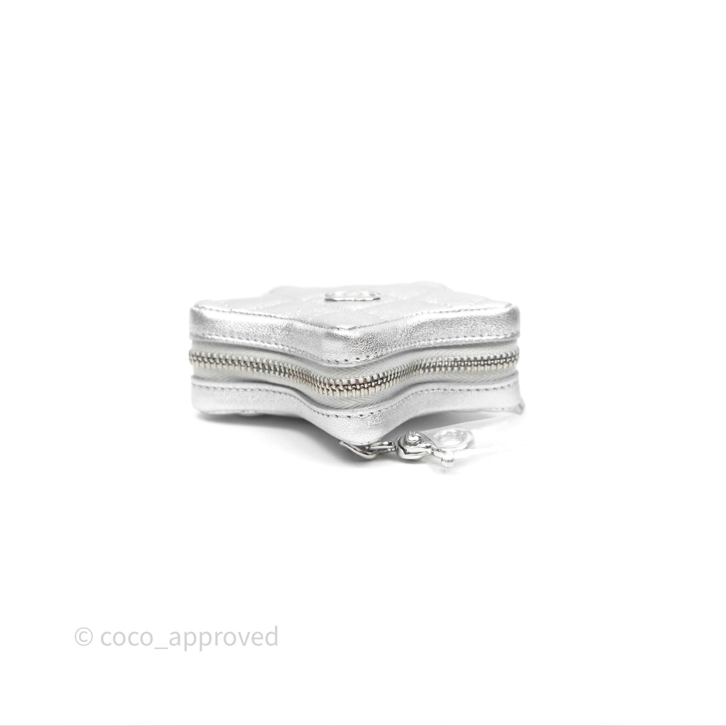 Chanel Star Coin Purse Metallic Silver Lambskin Silver Hardware