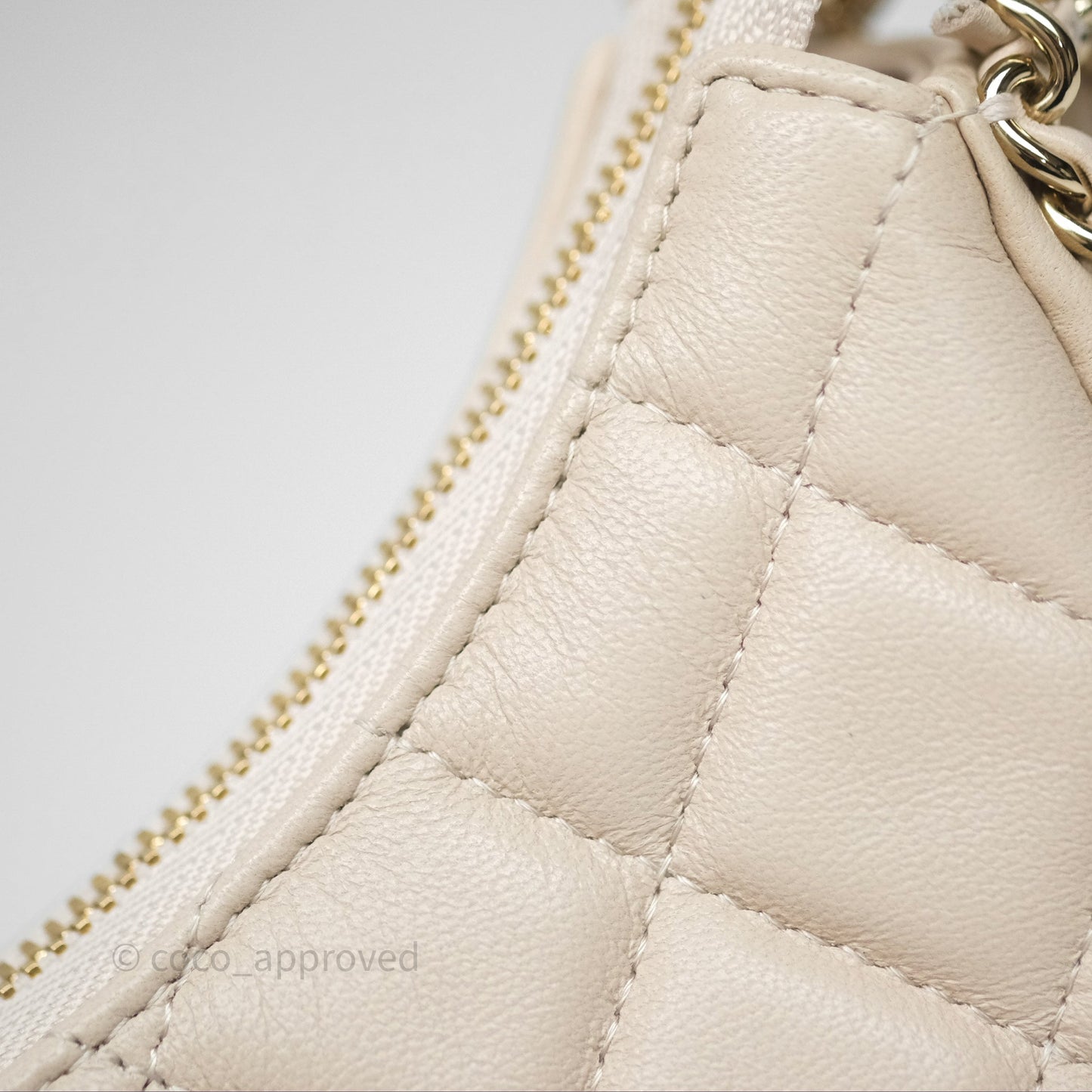 Chanel Small Hobo Bag Light Beige Lambskin Gold Hardware 23P