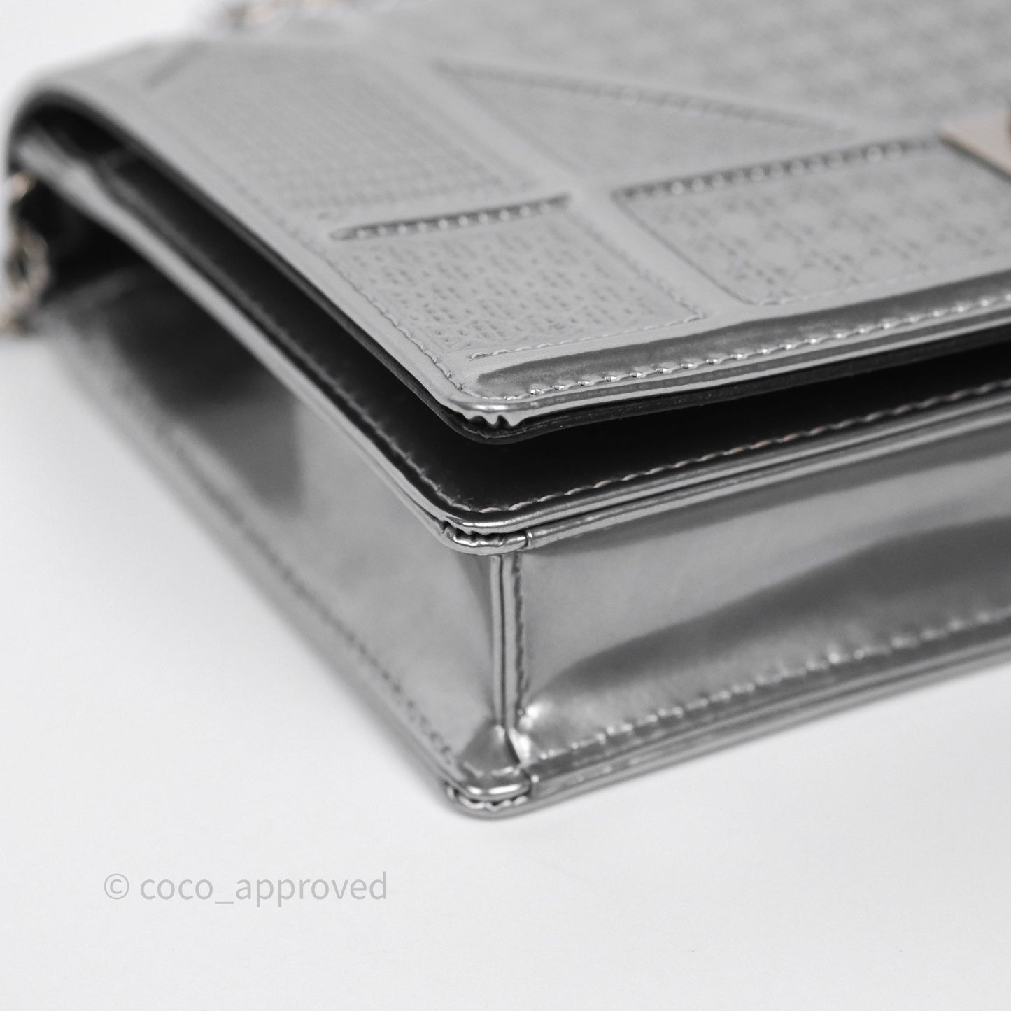 Christian Dior Diorama Wallet on Chain Metallic Silver