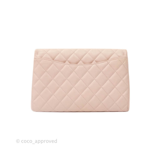 Chanel Quilted Clutch with Chain Sakura Pink Silver Hardware