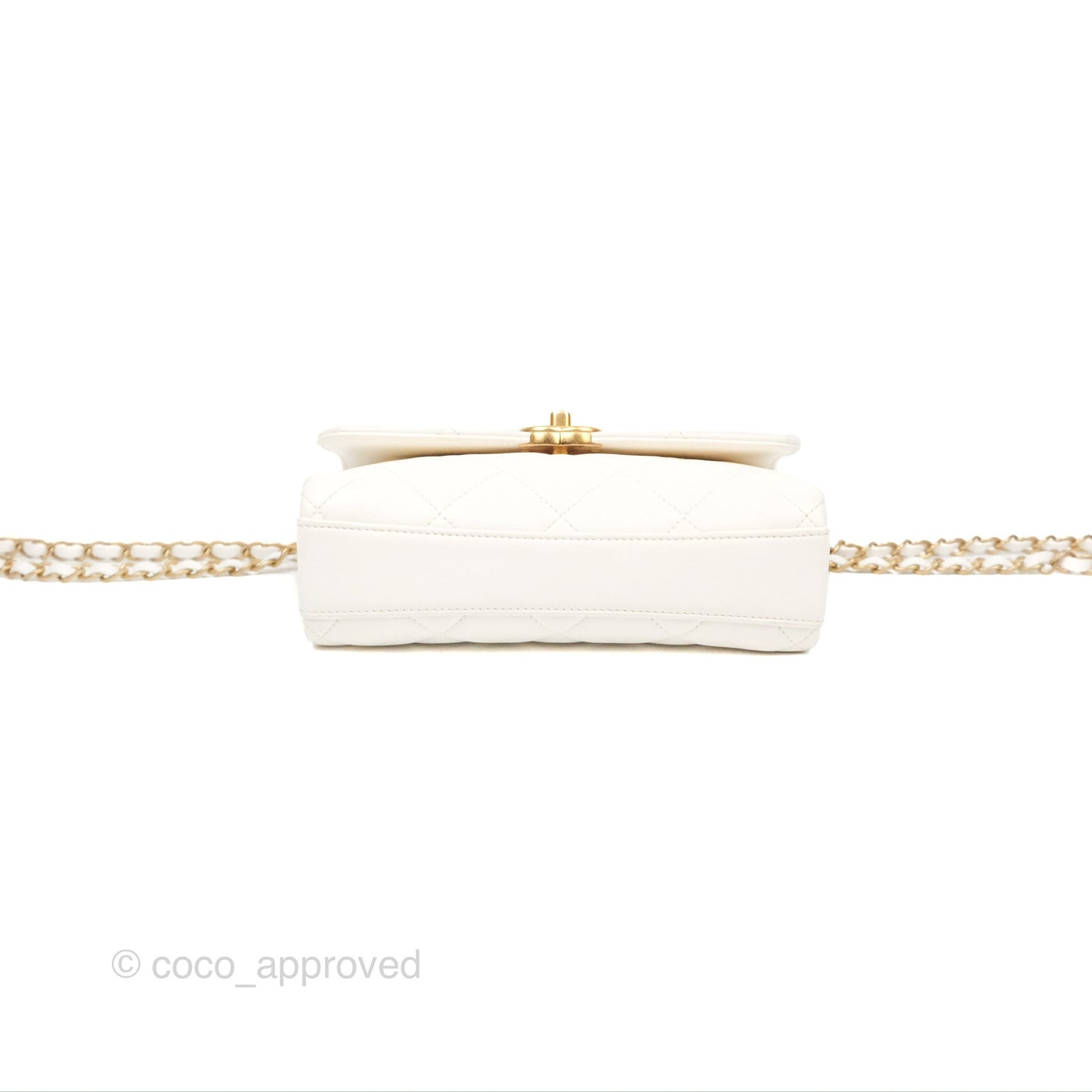 Chanel Crystal Logo Handle Flap Bag White Lambskin 22S