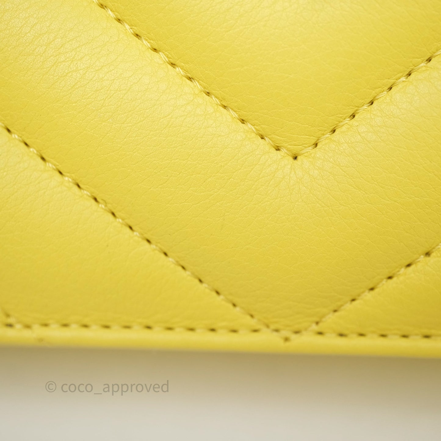 Chanel Chevron Square Envelope Flap Bag Yellow Calfskin Gold Hardware 19C