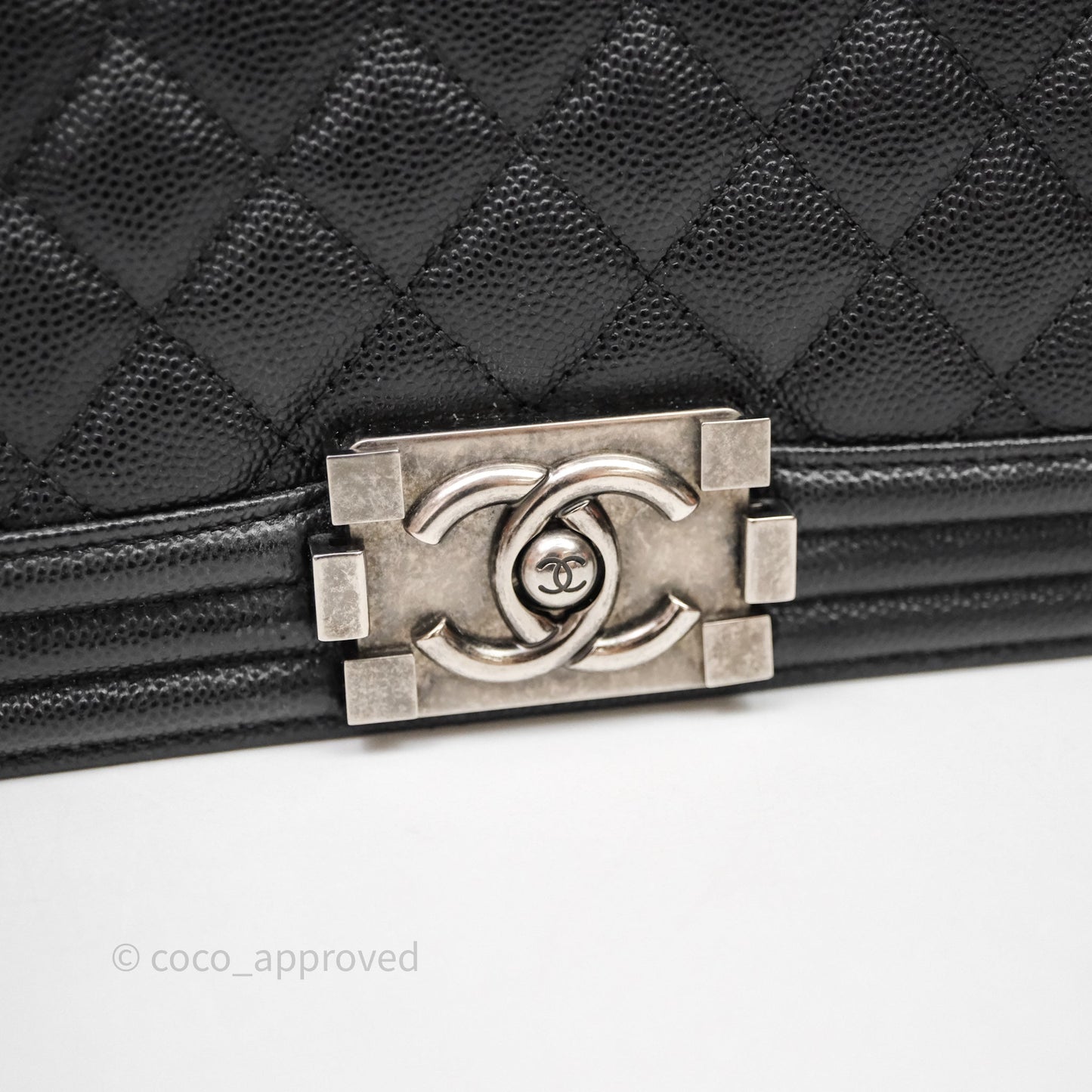 Chanel Quilted Medium Boy Black Caviar Ruthenium Hardware