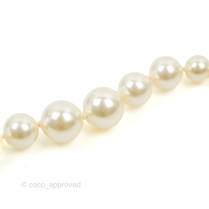 Chanel CC Crystal Pendant Pearl Bracelet Gold Tone 17V