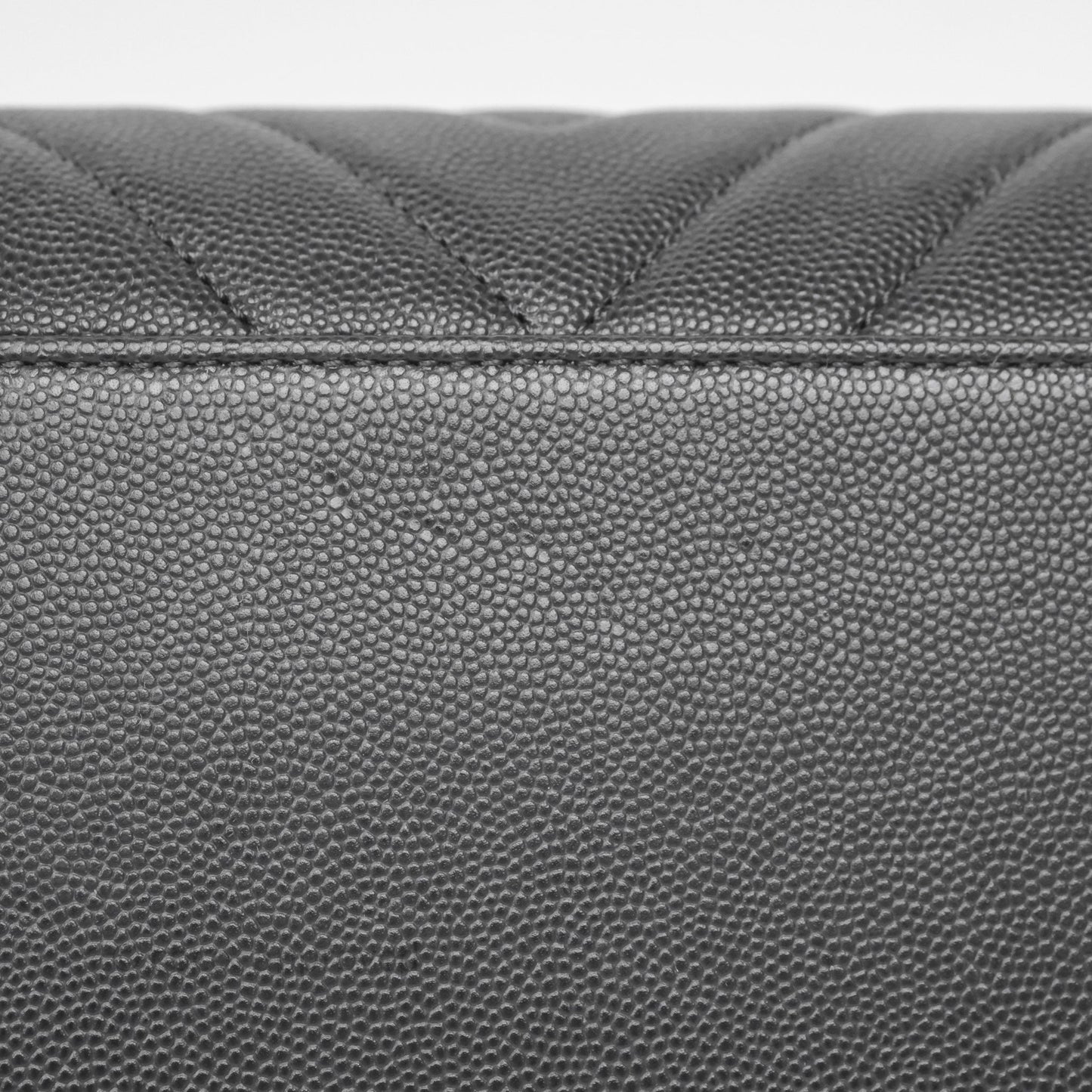 Chanel Medium Coco Handle Chevron Dark Grey Caviar Aged Gold Hardware