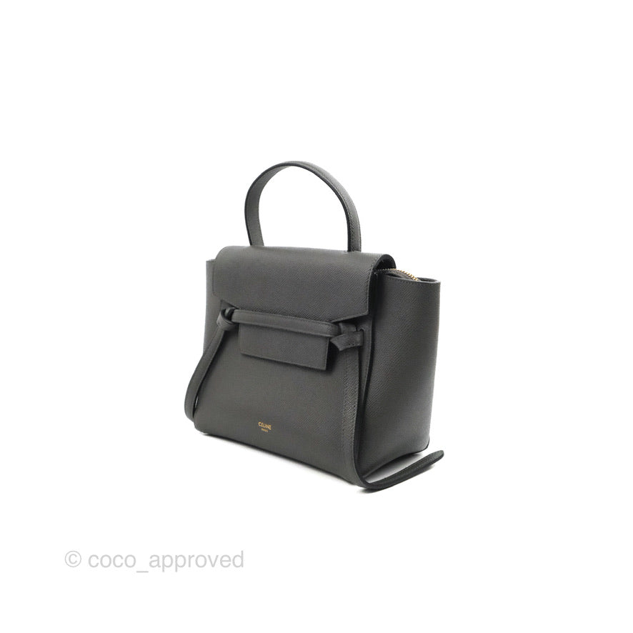 Celine Nano Belt Bag Grey Grained Calfskin Gold Hardware