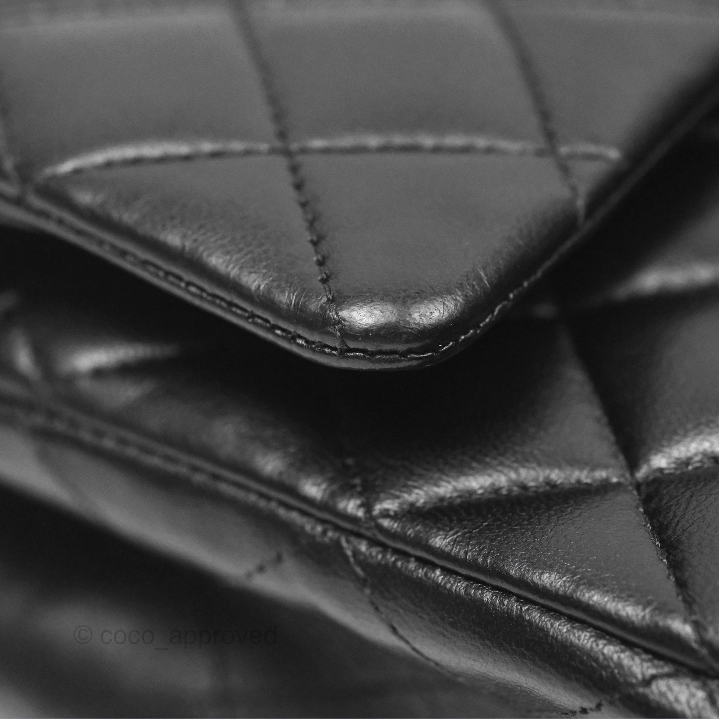 Chanel Classic M/L Medium Flap Quilted Black Lambskin Silver Hardware