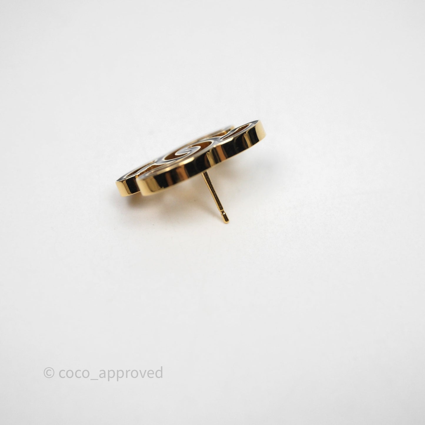 Chanel CC Black Resin Earrings Gold Tone 24A