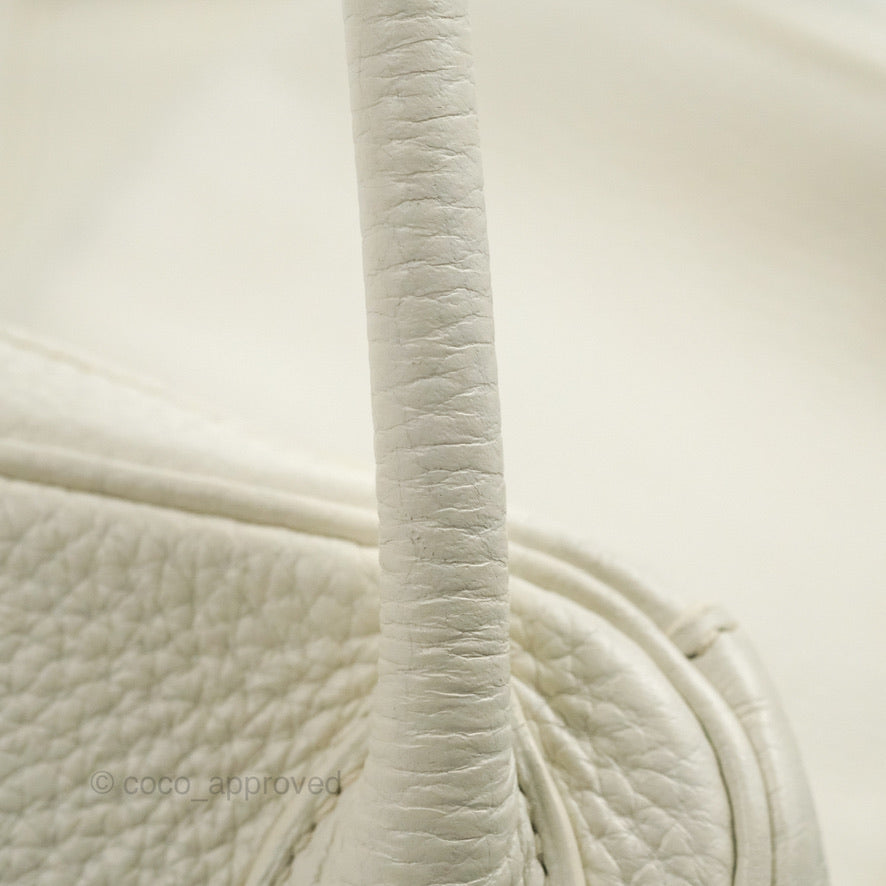 Hermes Lindy 30 White Clemence Palladium Hardware