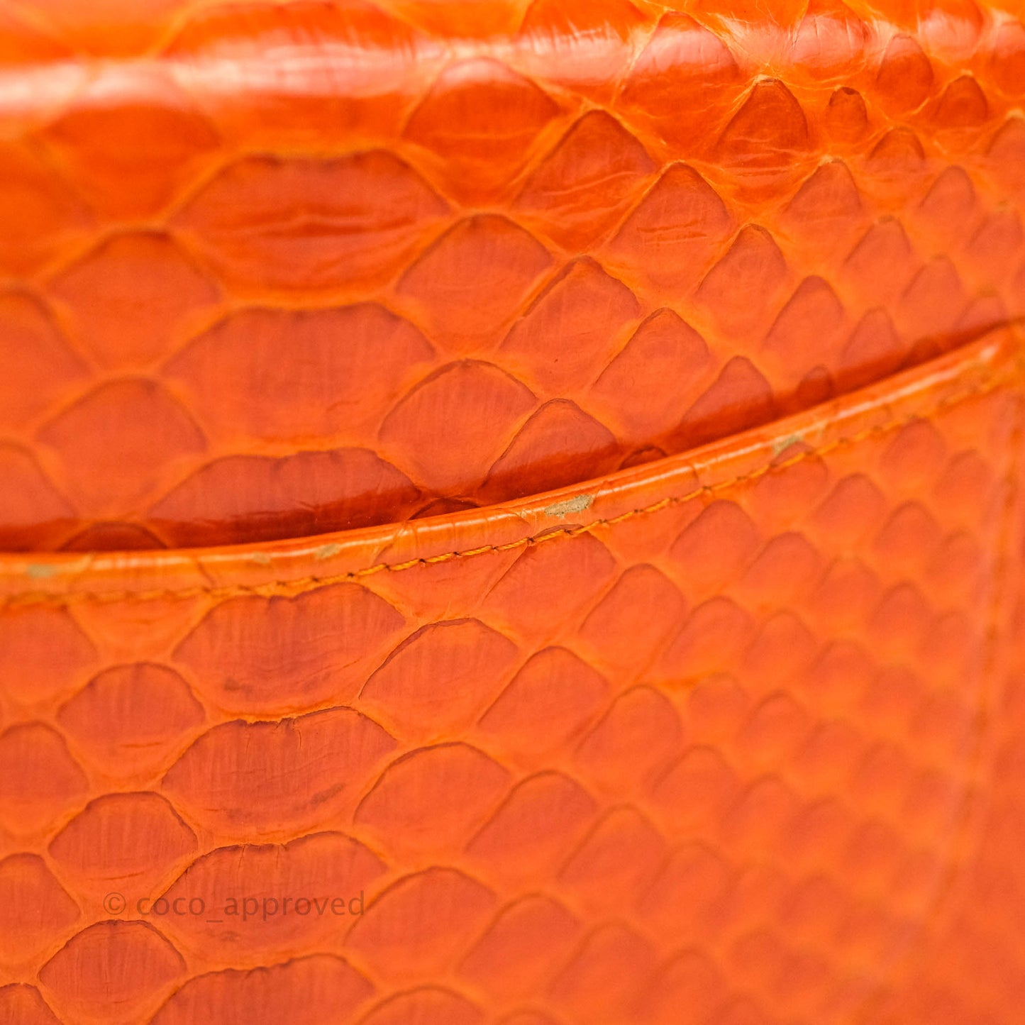 Chanel Wallet on Chain WOC Orange Python Aged Gold Hardware