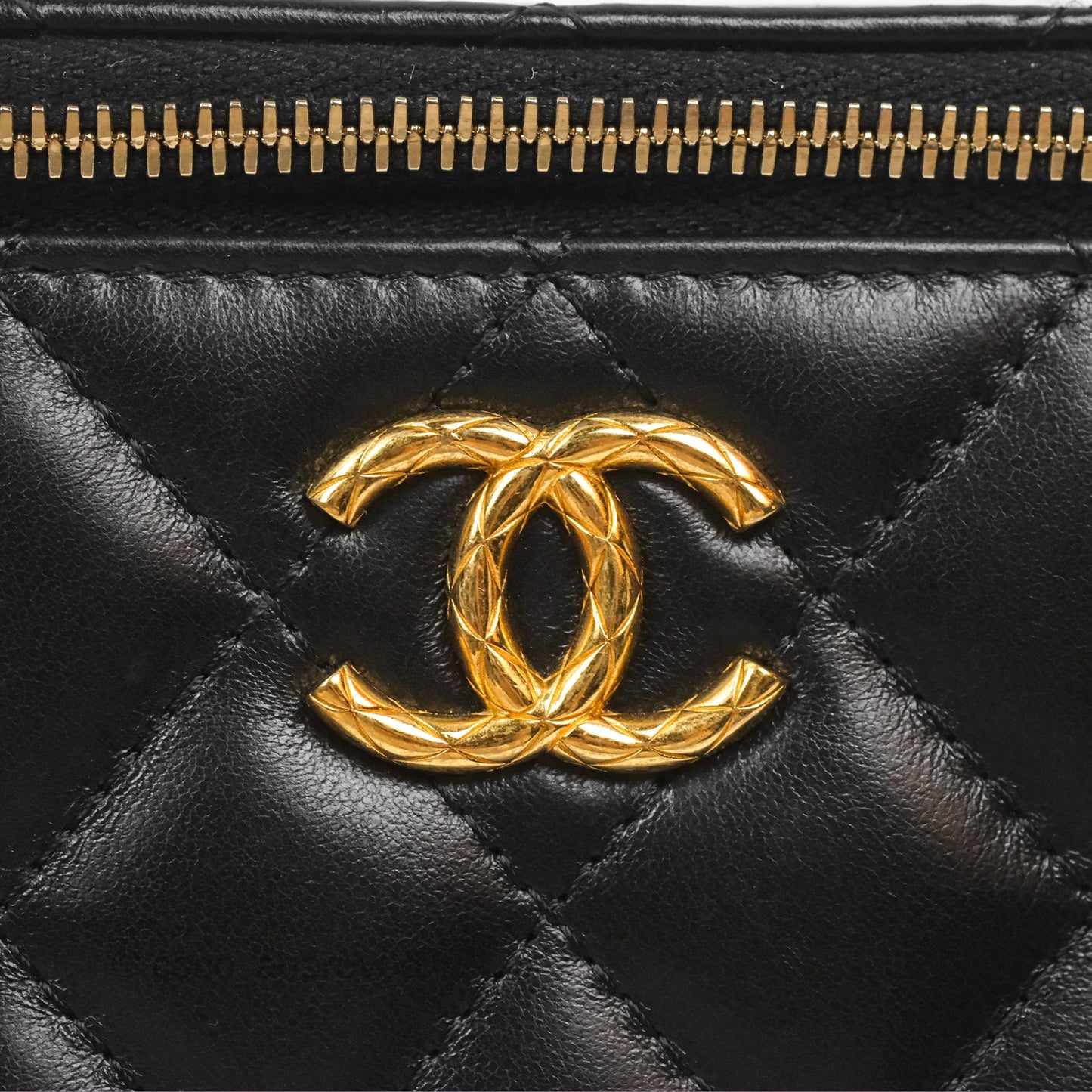 Chanel All Slide Vanity with Adjustable Chain Black Lambskin Aged Gold Hardware