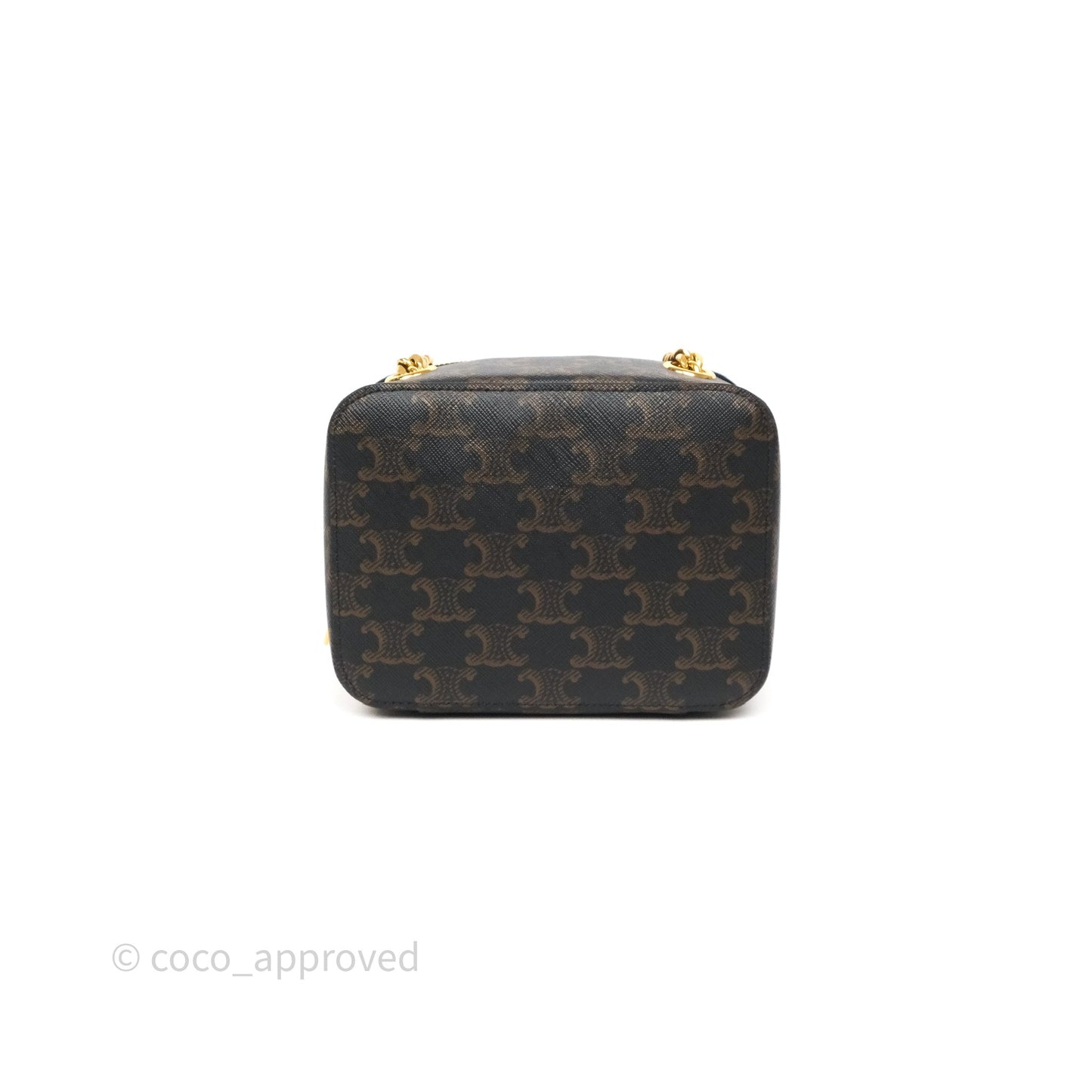 Celine Cuir Box On Chain Triomphe Canvas Tan Calfskin
