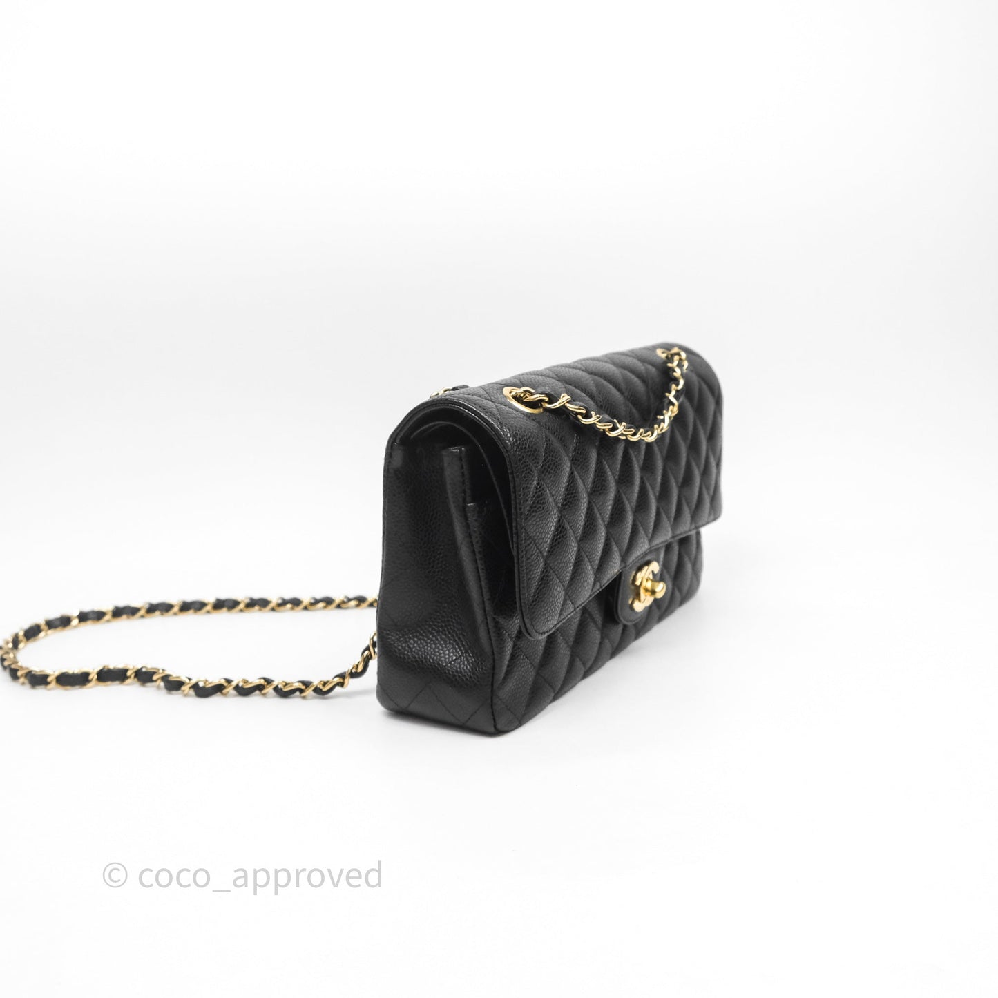 Chanel Classic Medium Flap Quilted Black Caviar Gold Hardware