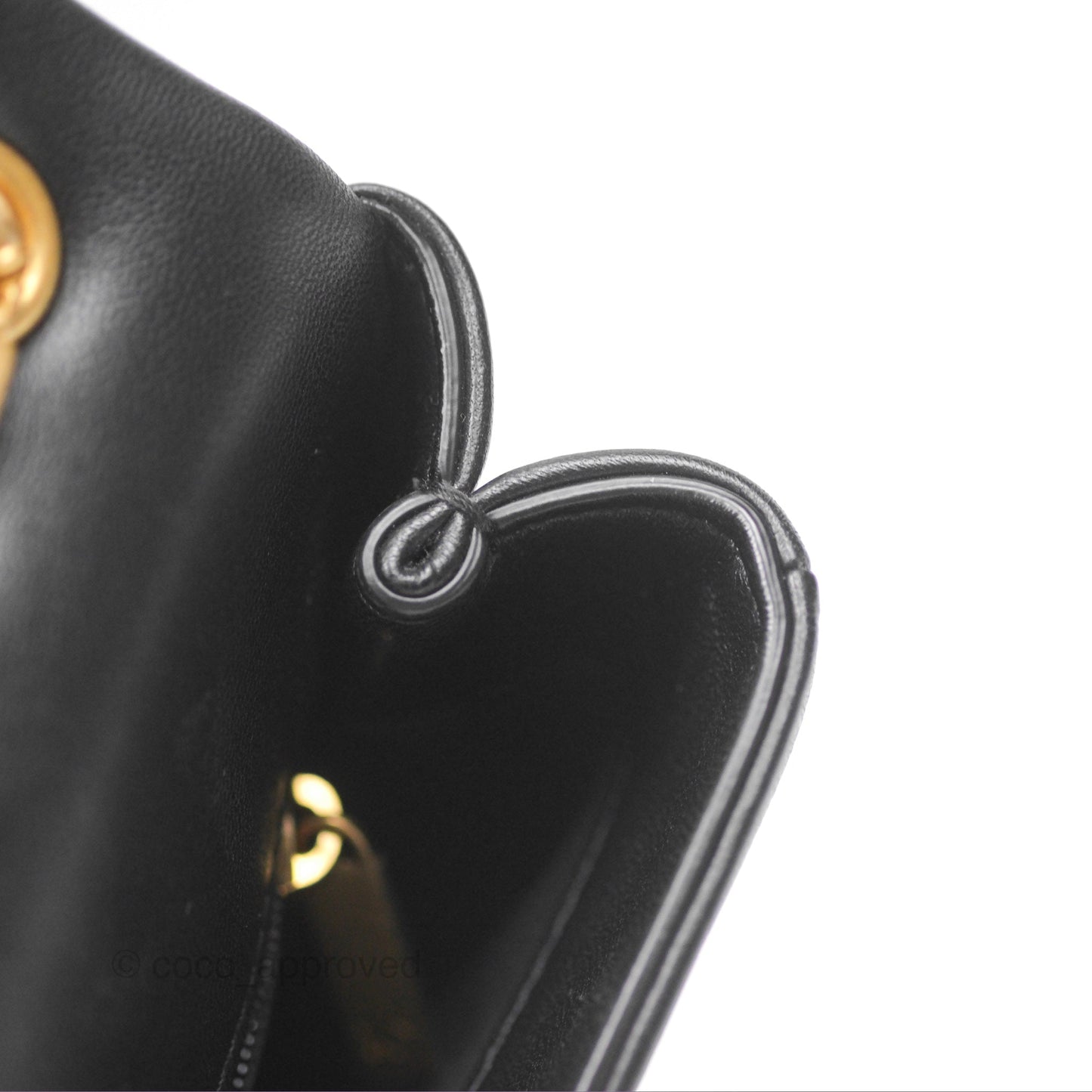 Chanel Small Chain Flap Bag Black Lambskin Aged Gold Hardware 22A