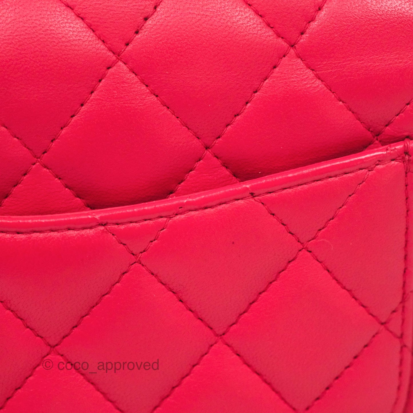 Chanel Mini Square Quilted Red Lambskin Gold Hardware