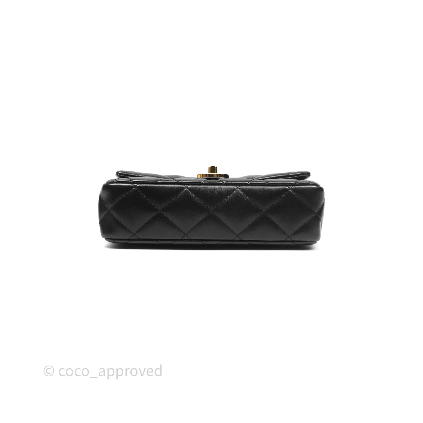 Chanel Top Handle Flap Bag Black Shiny Lambskin Gold Hardware 23S