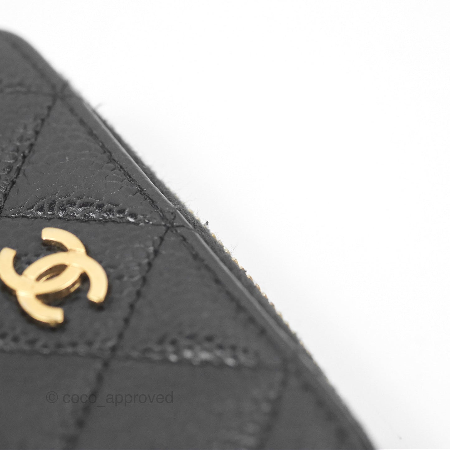 Chanel Classic Zipped Coin Purse Black Caviar Gold Hardware