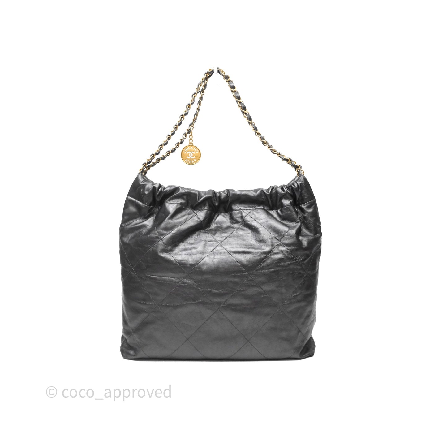 Chanel 22 Bag Medium Dark Grey Calfskin Gold Hardware