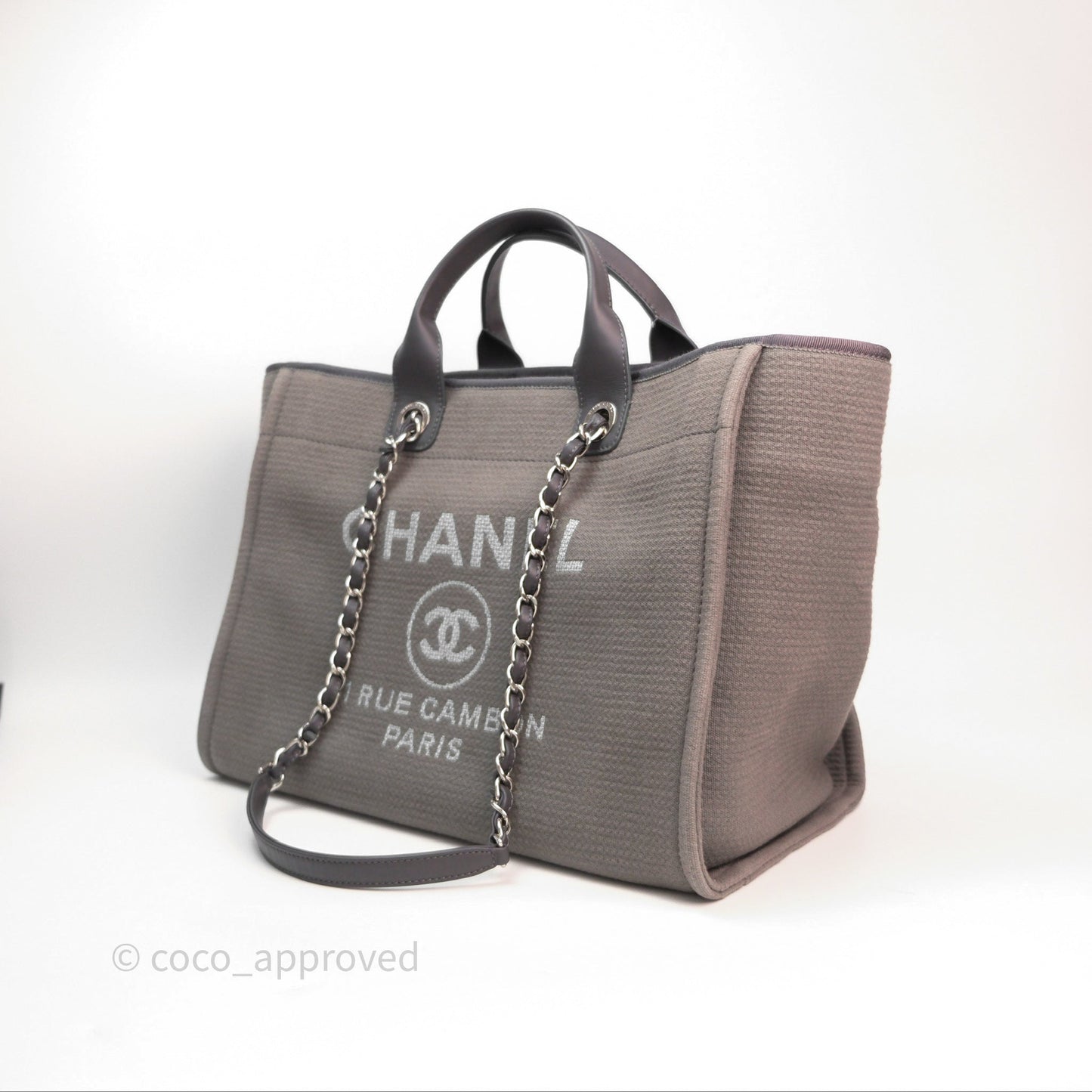 Chanel Canvas Deauville Large Tote Taupe Silver Hardware