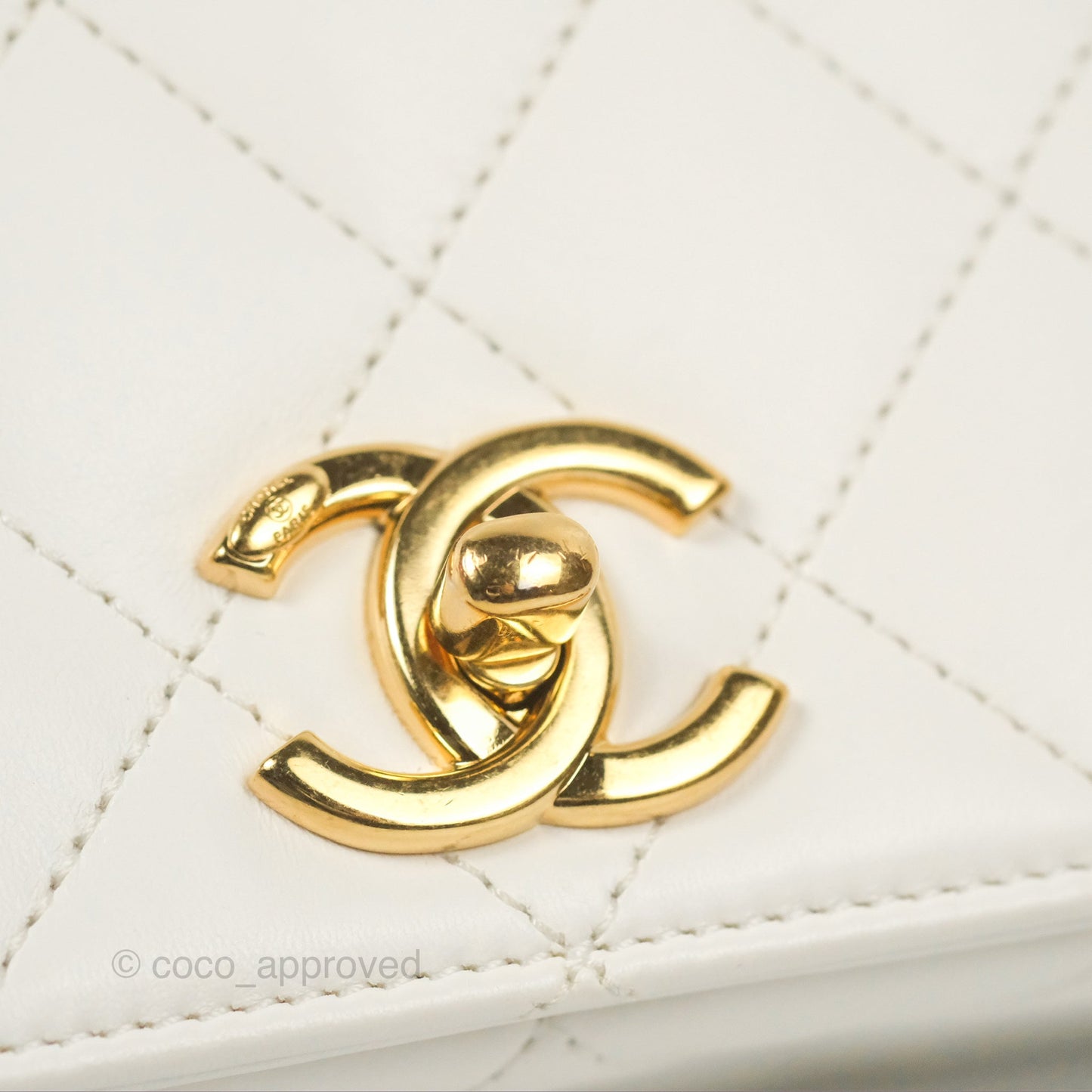 Chanel Mini Flap Bag with Enamel Charm Chain White Lambskin Gold Hardware